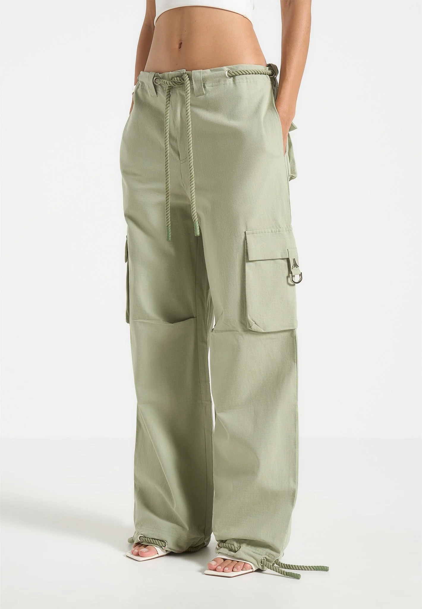 Rosa - Ripstop Parachute Cargo Pants - Sage - Image 3