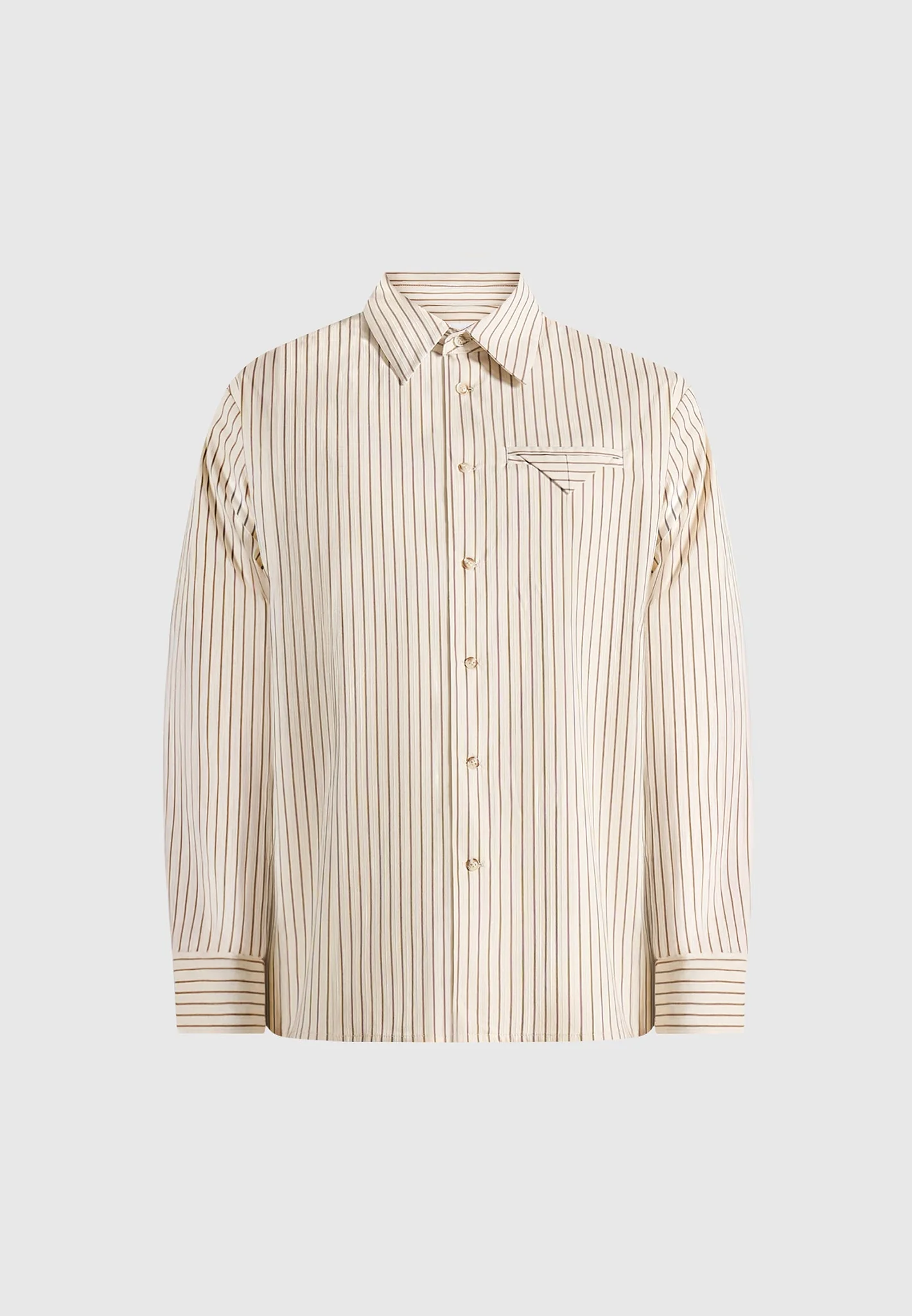 Ronnie - Unisex Pinstripe Long Sleeve Shirt - Beige - Image 8