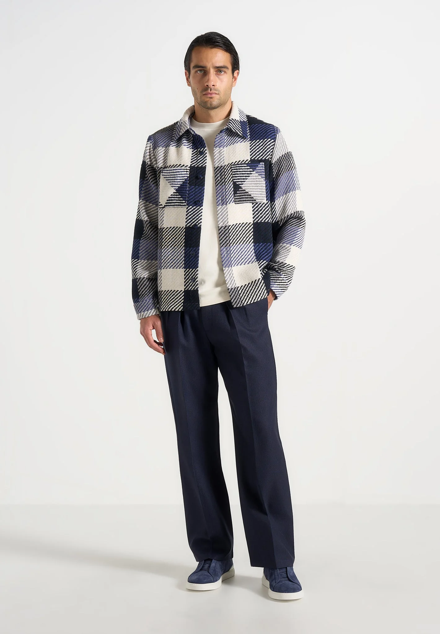Rune - Unisex Check Overshirt - Navy - Image 2