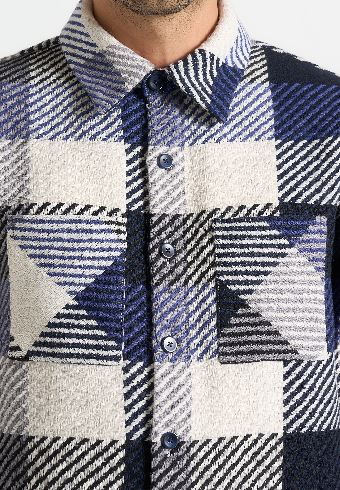 Rune - Unisex Check Overshirt - Navy - Image 7