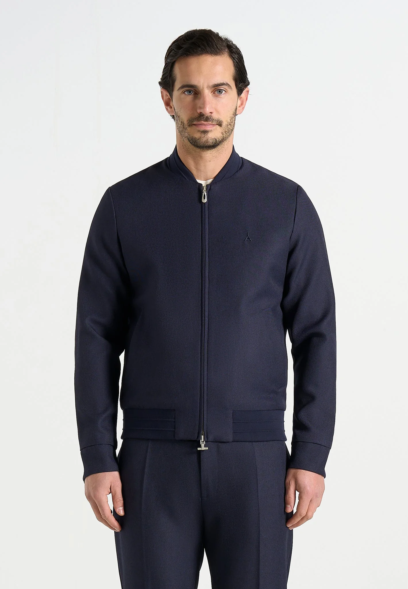 Sami - Tailored Bomber Jacket - Navy - Image 3