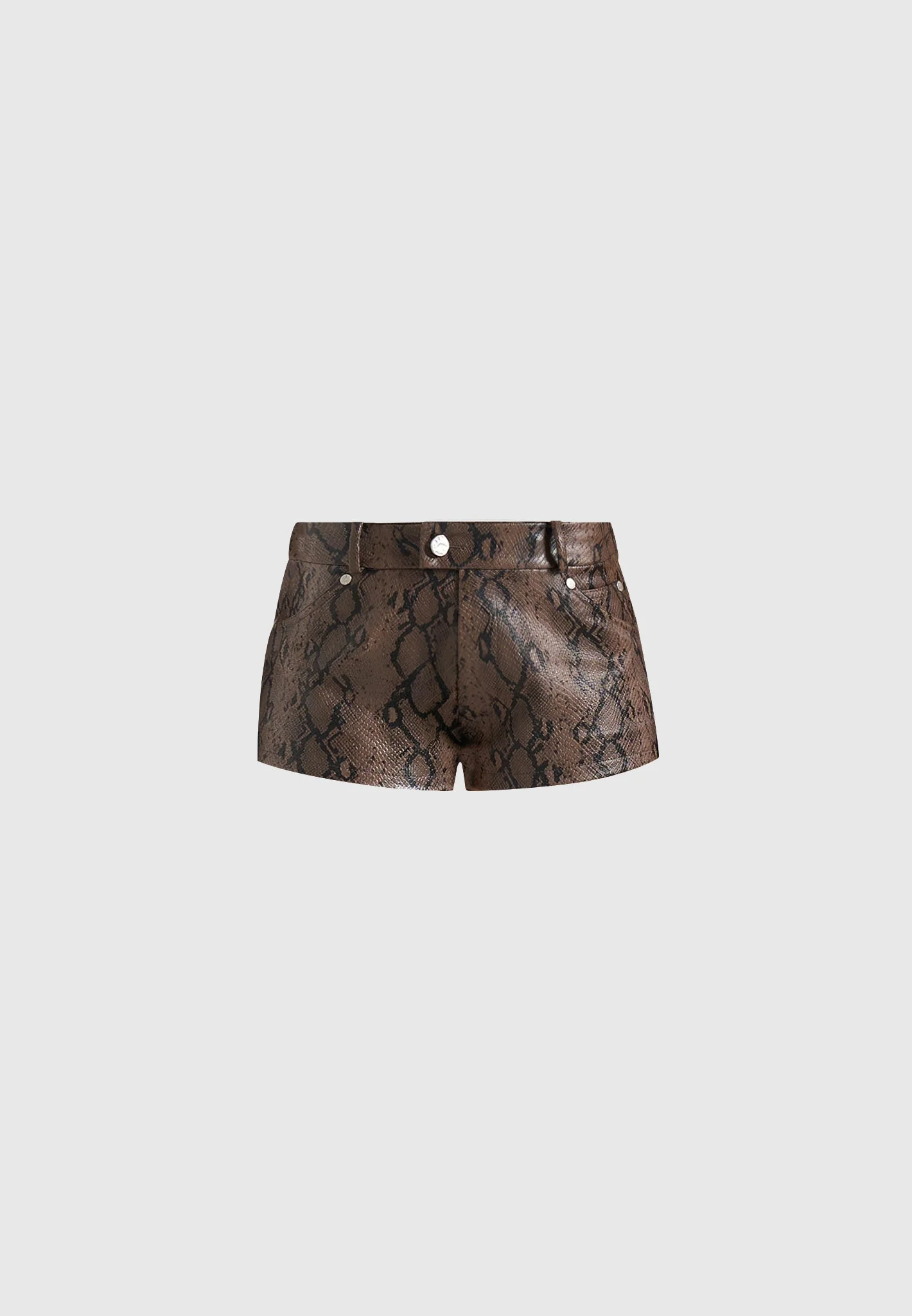 Samia - Python Mini Shorts - Brown - Image 6