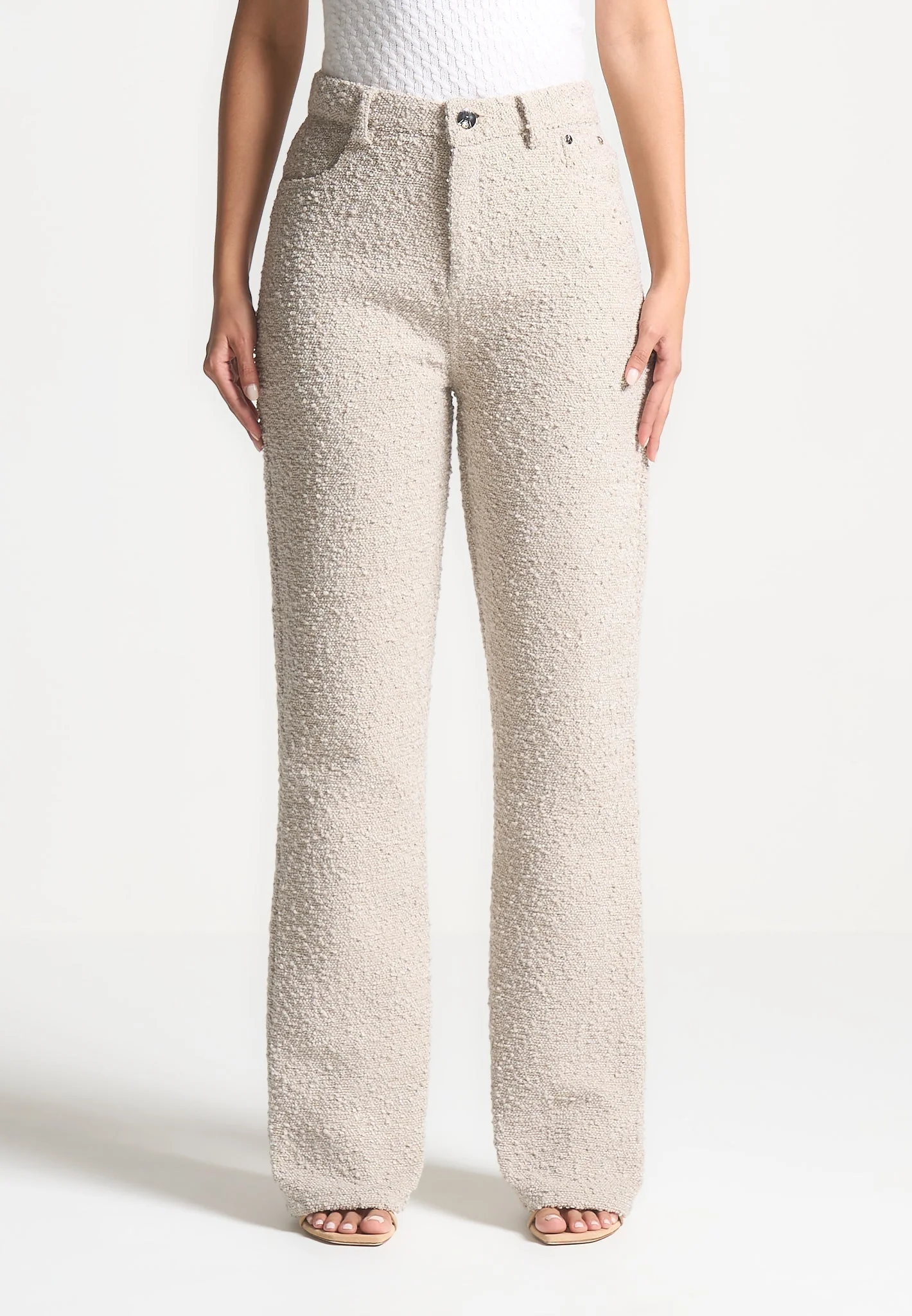 Sara - Boucle Straight Leg Jeans - Beige - Image 5