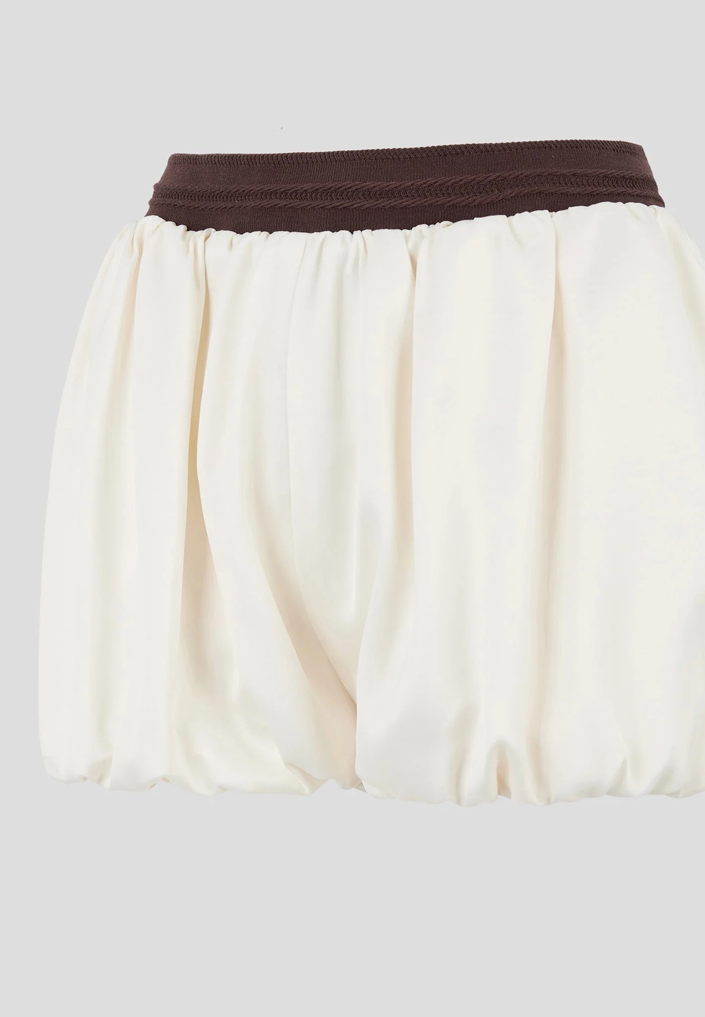 Zoe - Satin Balloon Shorts - Ivory/Brown - Image 6