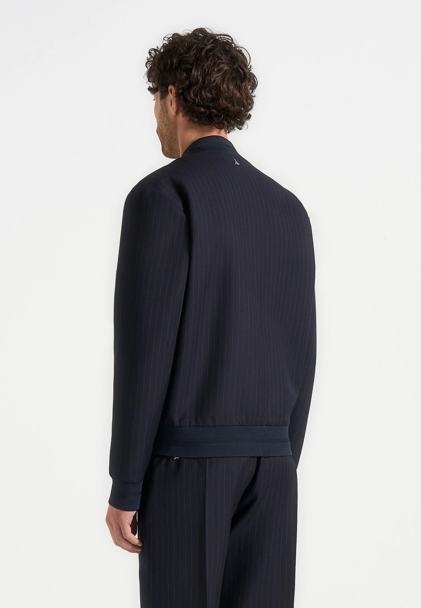 Savin - Pinstripe Bomber Jacket - Navy - Image 4