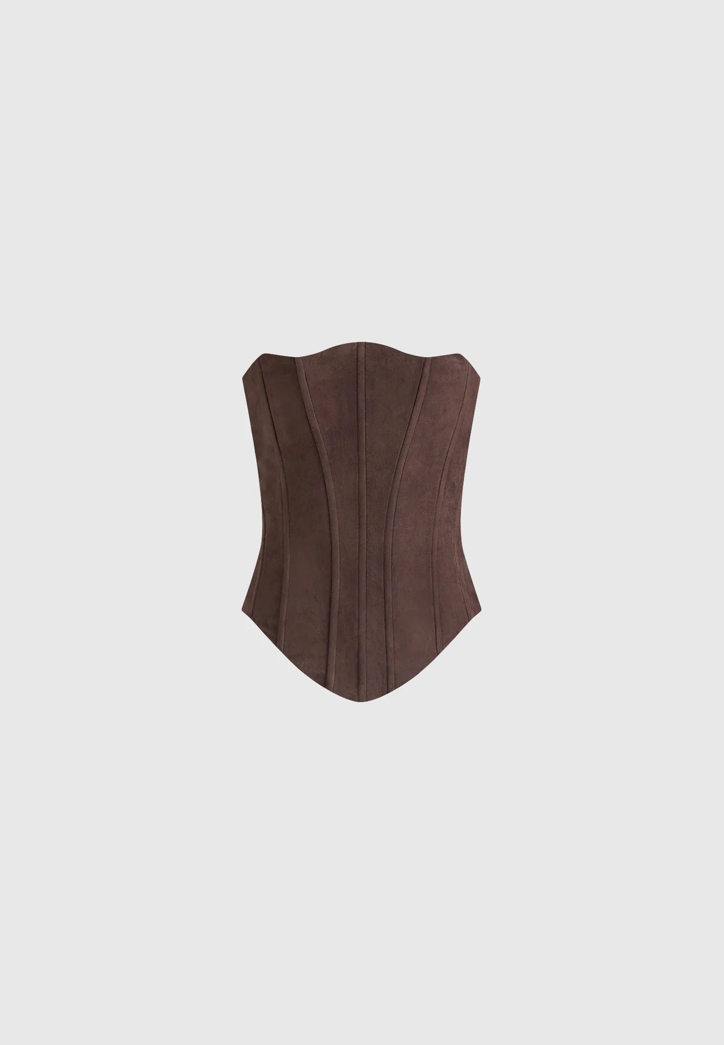 Scarlett - Suede Lace Up Corset  - Brown - Image 12