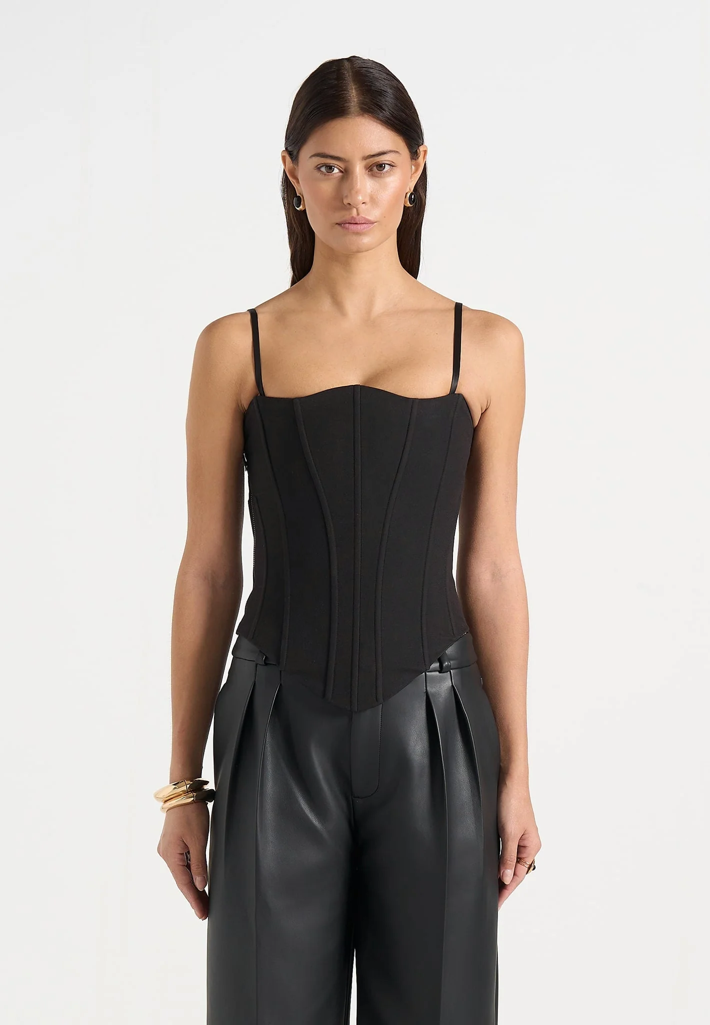 Scarlett - Tailored Lace Up Corset - Black - Image 4