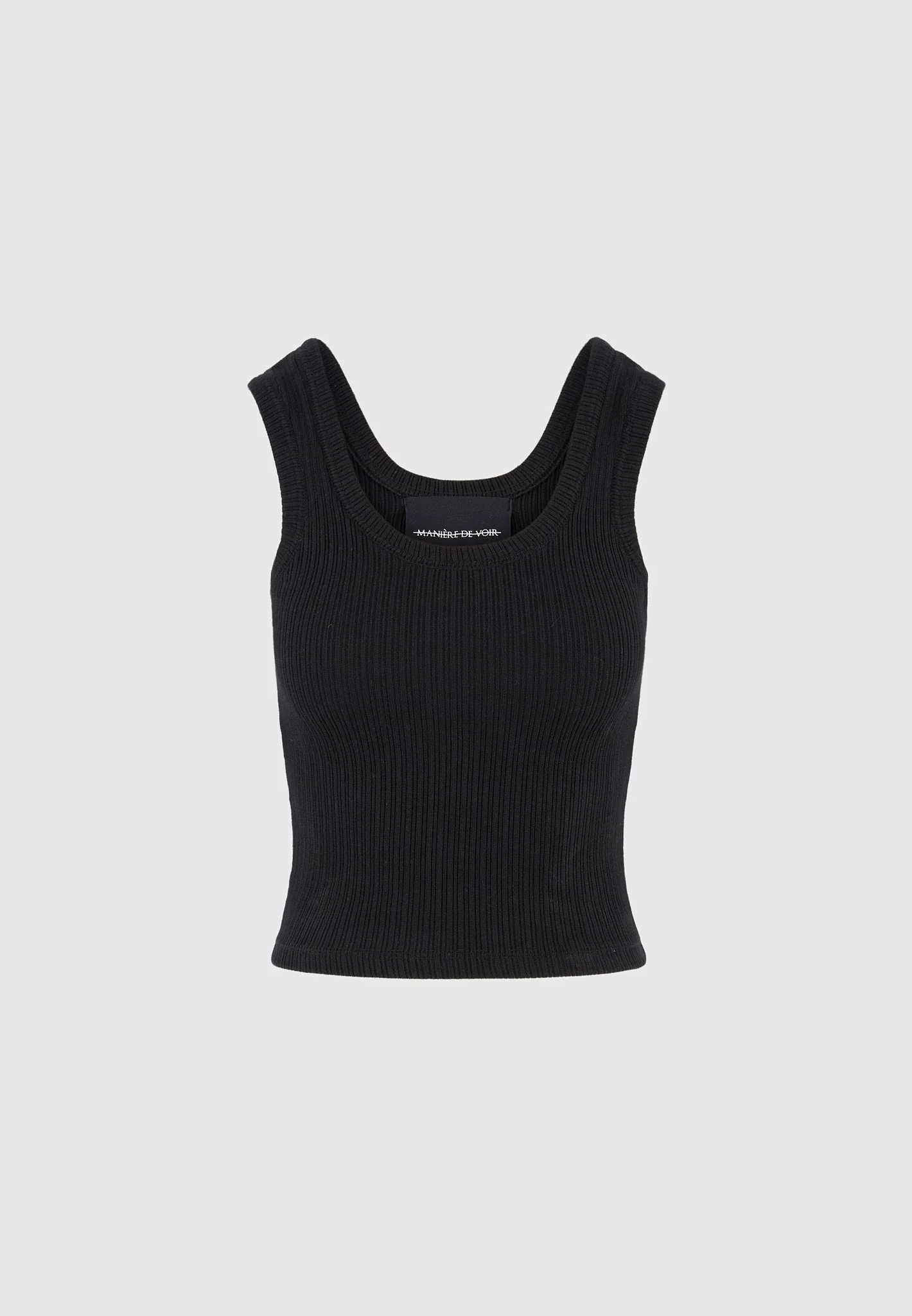 Liane - Scoop Neck Ribbed Tank Top - Black - Image 5