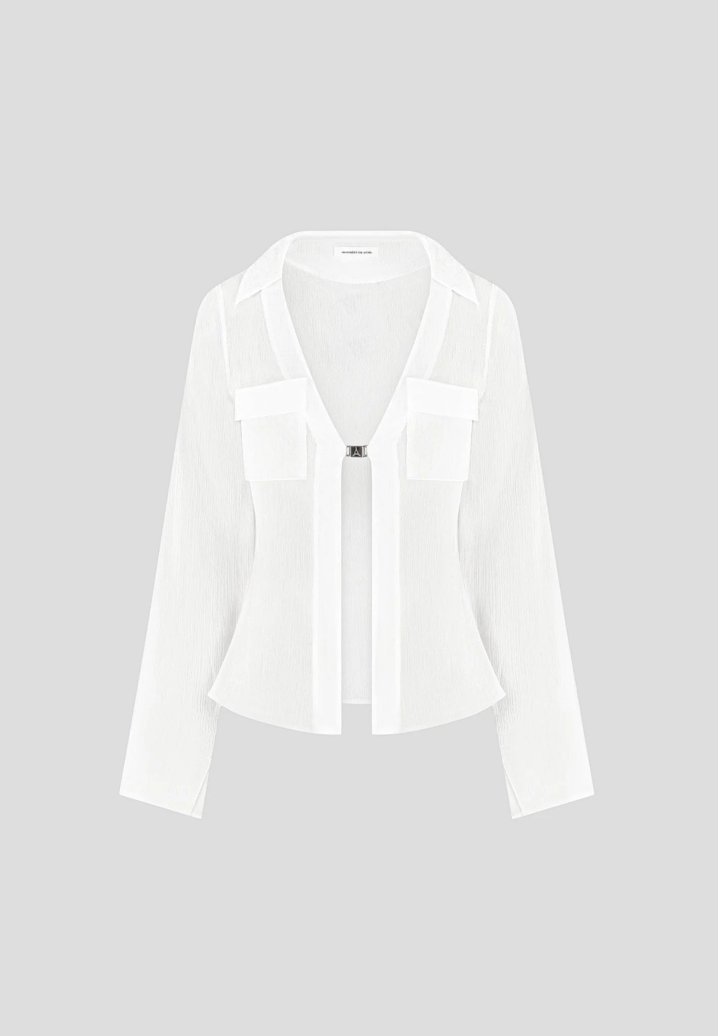 Sheer Shirt with Clasp - White - Image 5