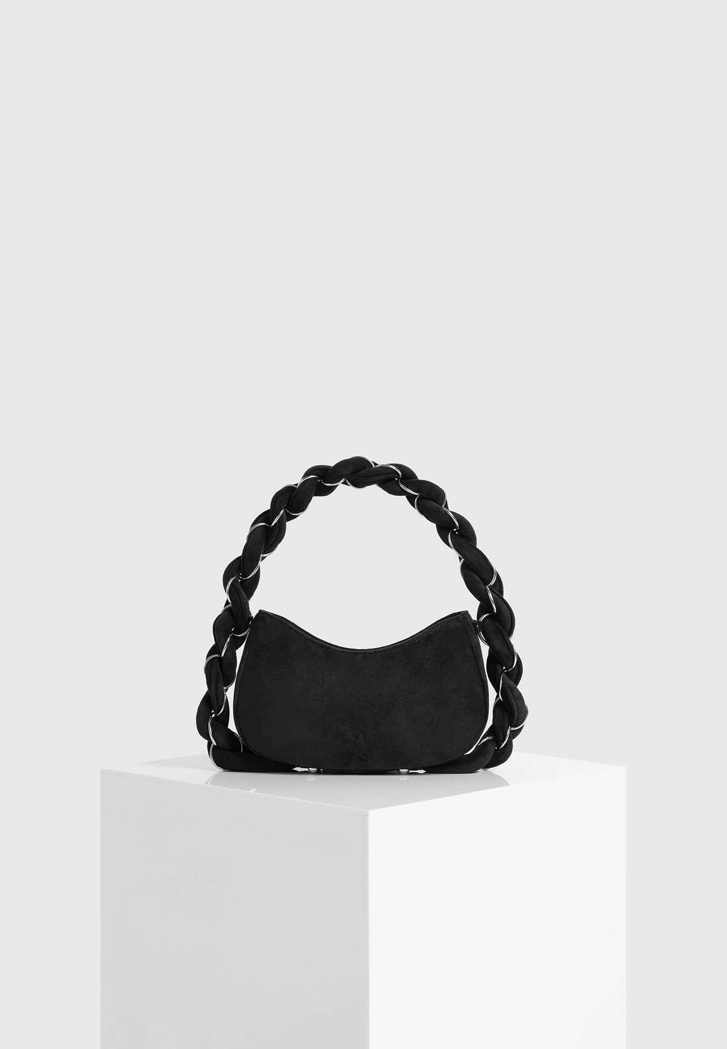 Somme - Suede Handbag - Black/Silver