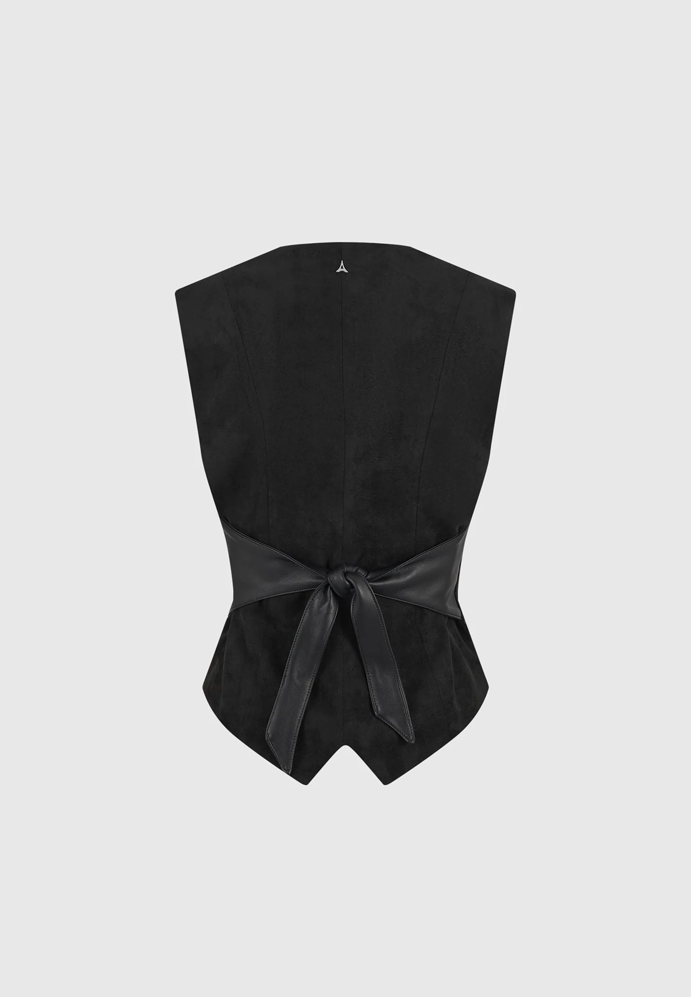 Christine - Suede Cinch Waistcoat - Black - Image 8