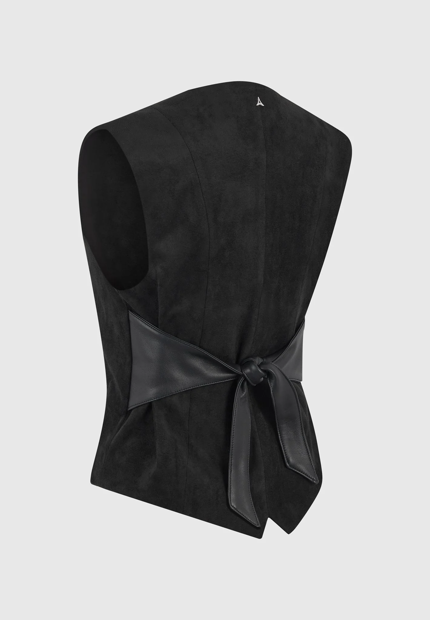 Christine - Suede Cinch Waistcoat - Black - Image 9