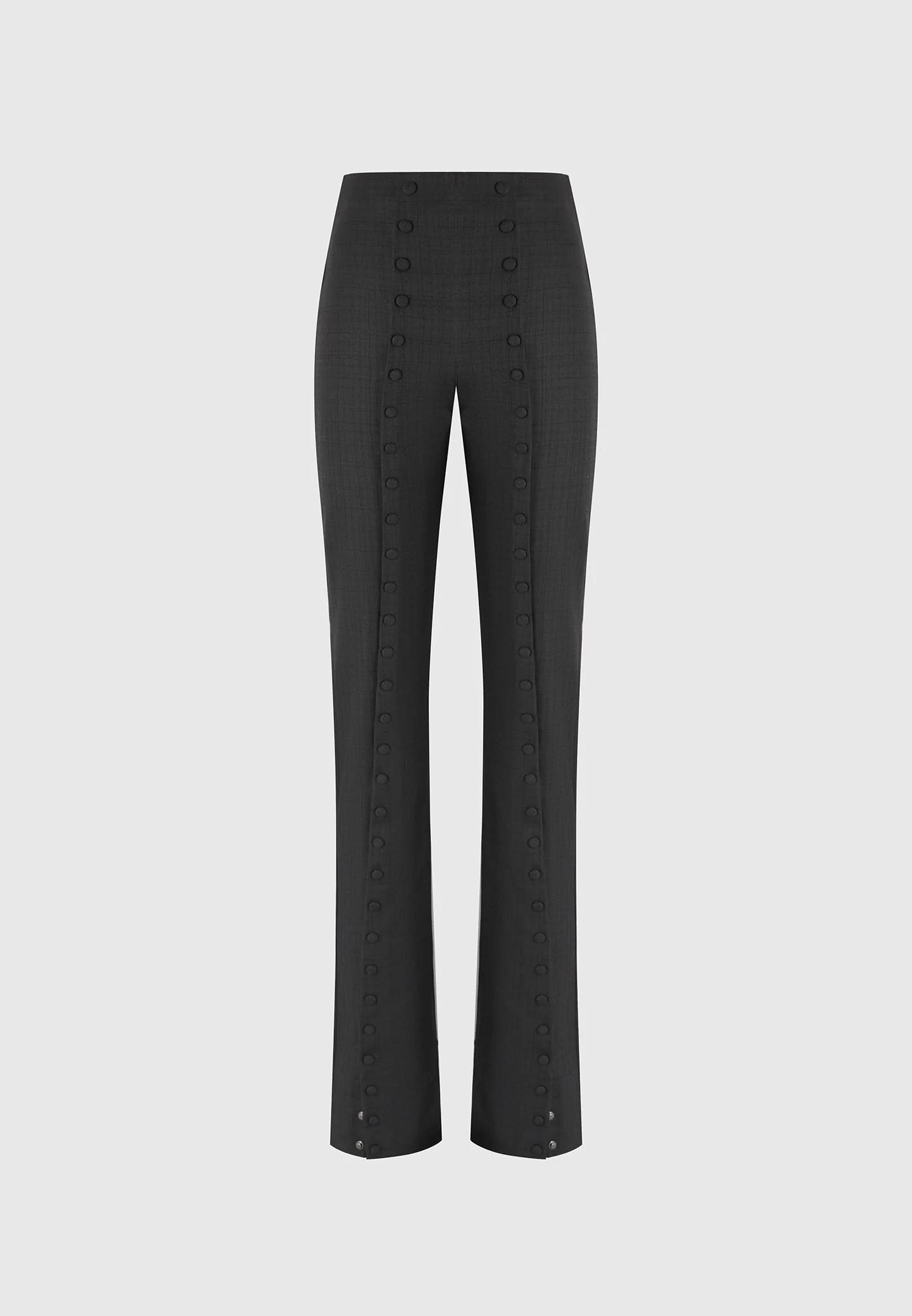 Therese - Tailored Button Detail Trousers - Black - Image 7