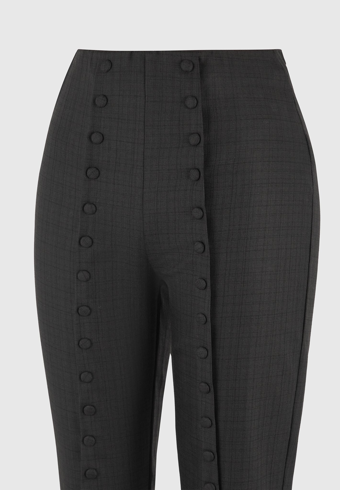 Therese - Tailored Button Detail Trousers - Black - Image 8