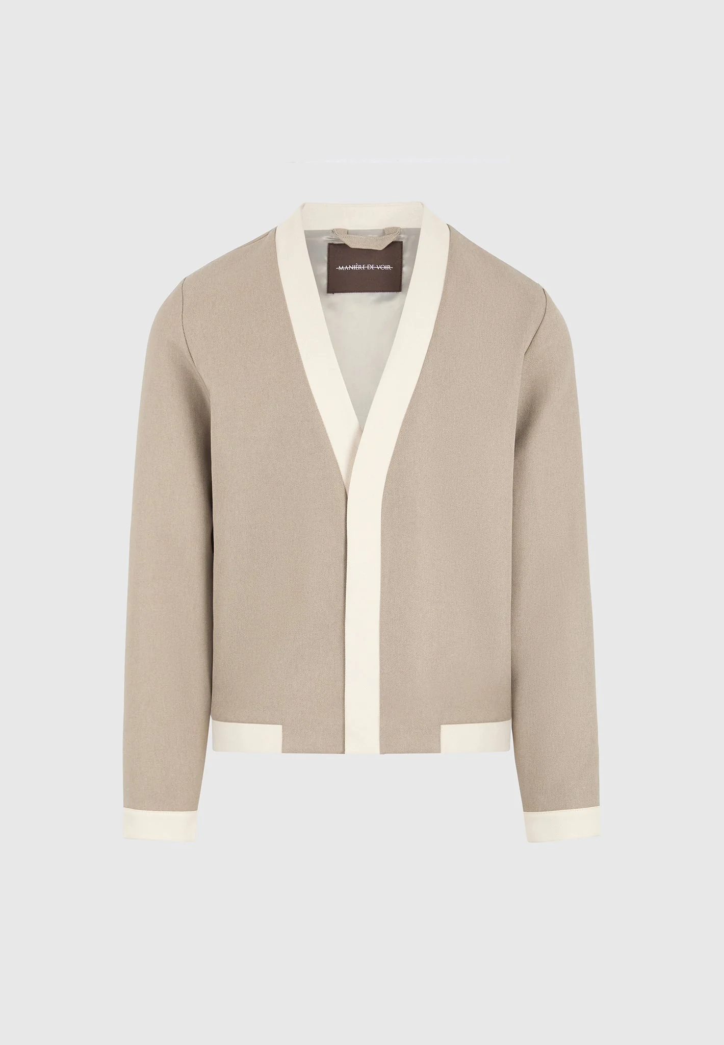 Clovis - Tailored Cardigan with Contrast Placket - Beige - Image 5