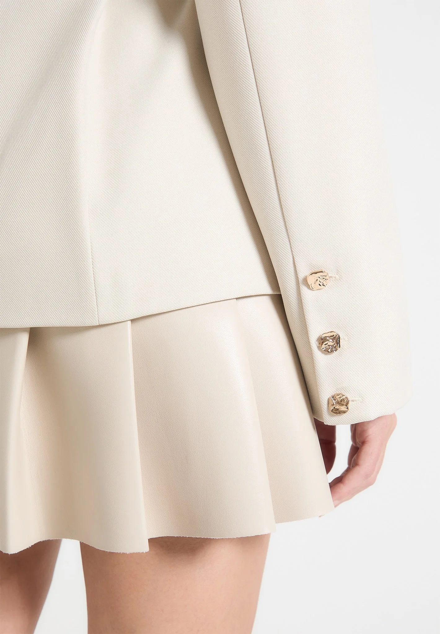Nicole - Tailored Cinch Blazer Dress with Pleats - Cream/Beige - Image 4