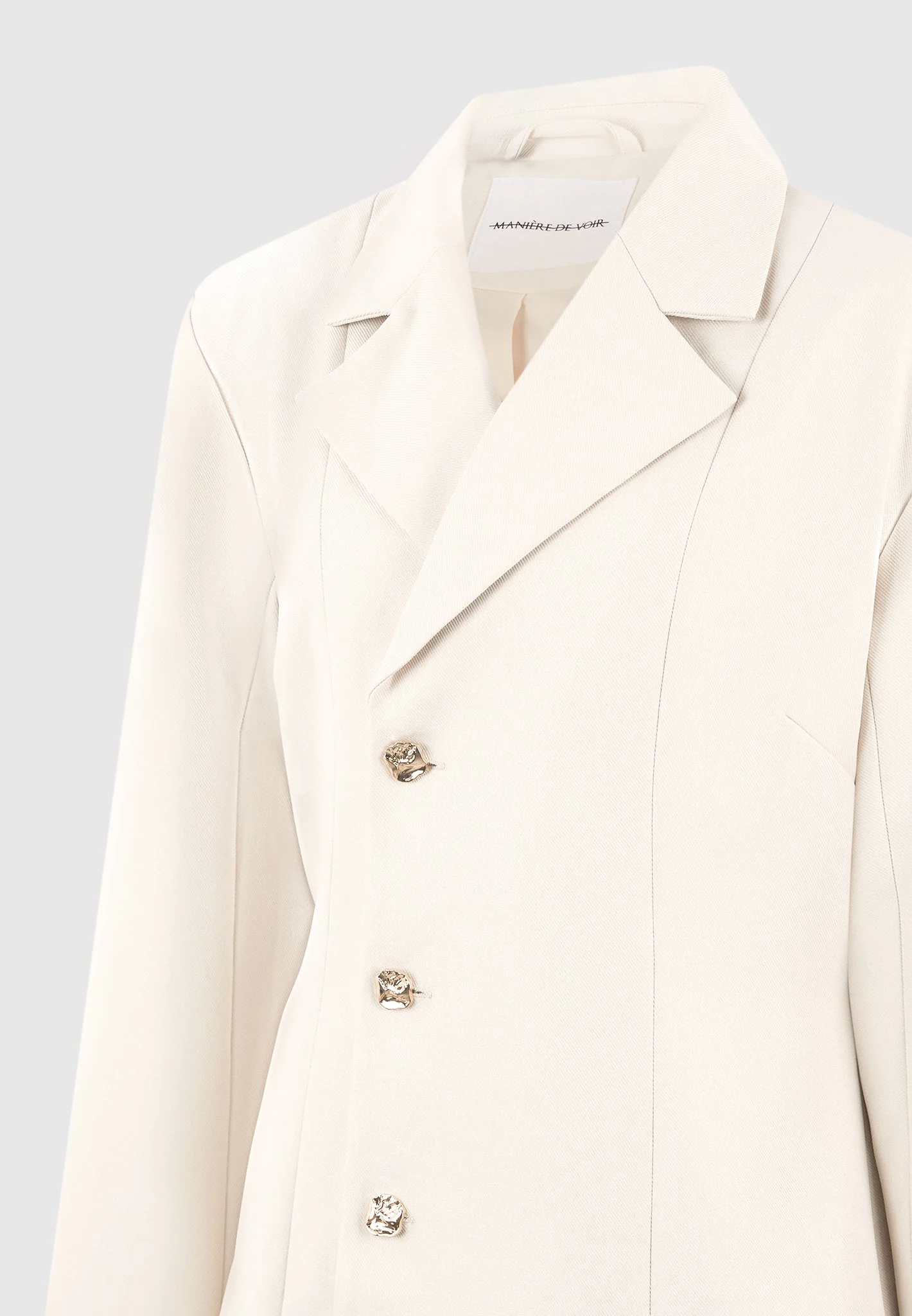 Nicole - Tailored Cinch Blazer Dress with Pleats - Cream/Beige - Image 9