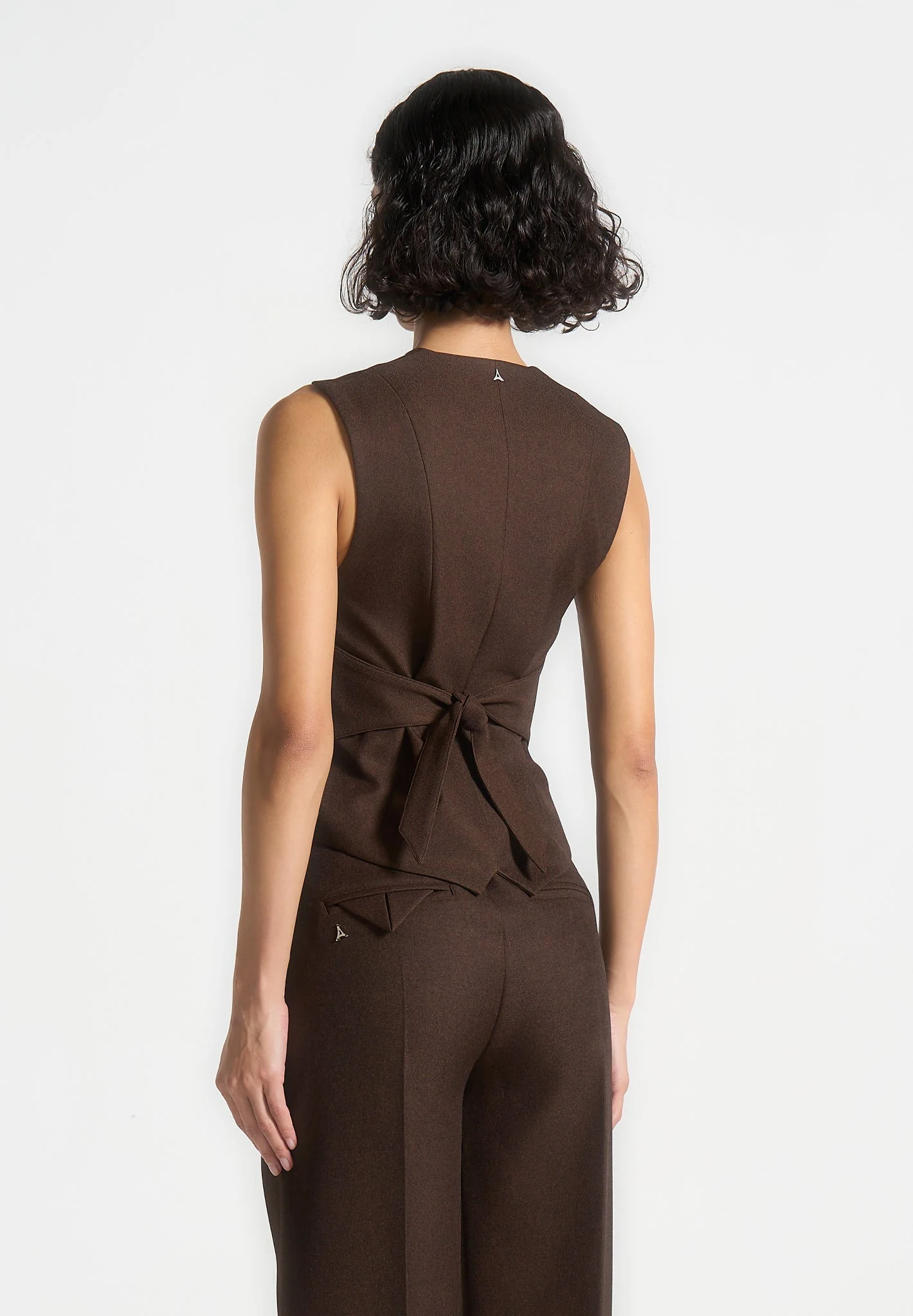 Christine - Tailored Cinch Waistcoat - Brown - Image 5