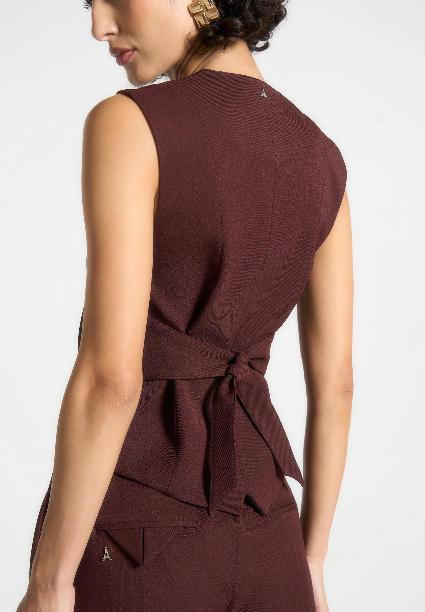 Christine - Tailored Cinch Waistcoat - Wine Red - Image 5