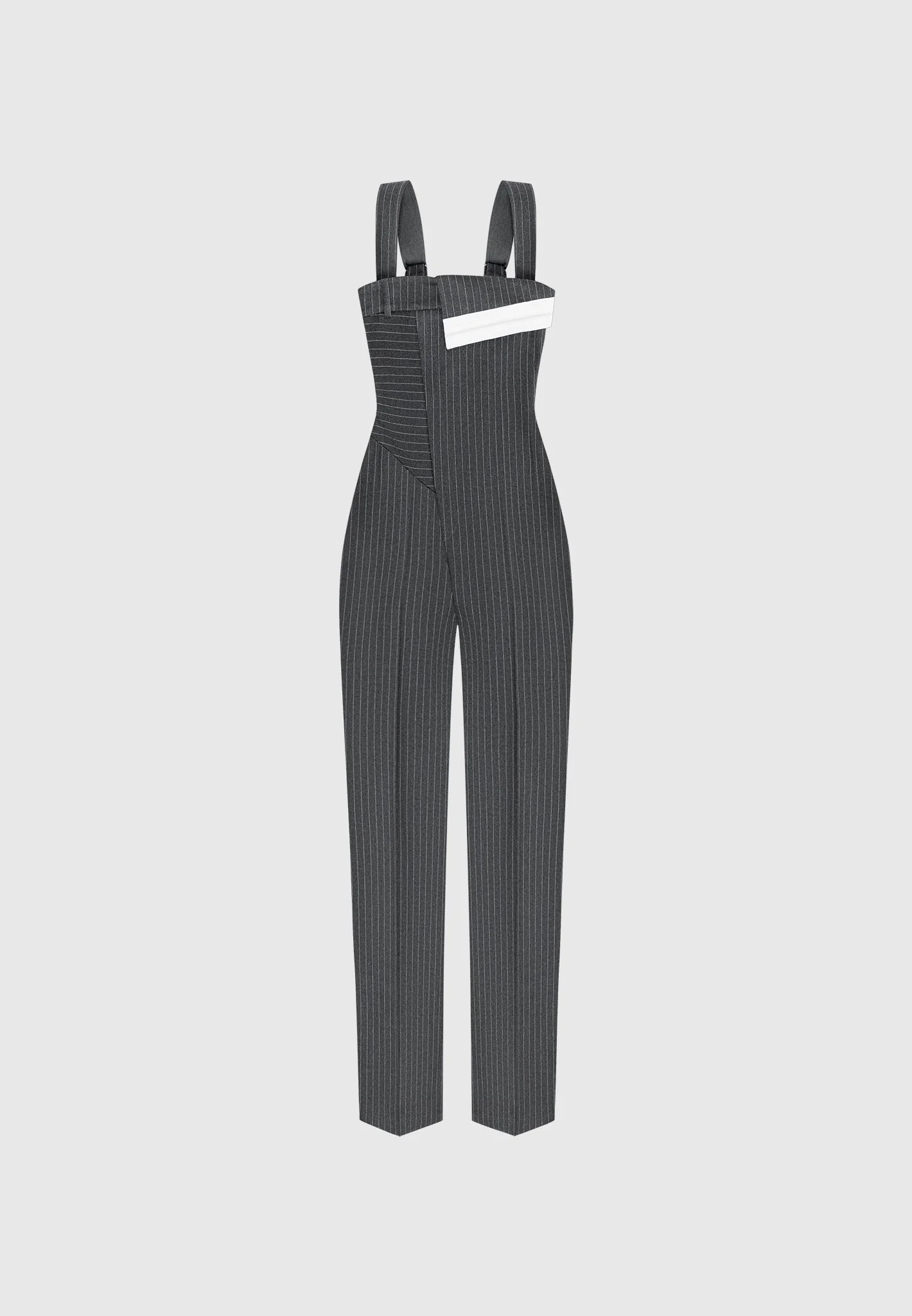 Camille - Tailored Pinstripe Jumpsuit - Grey - Image 7
