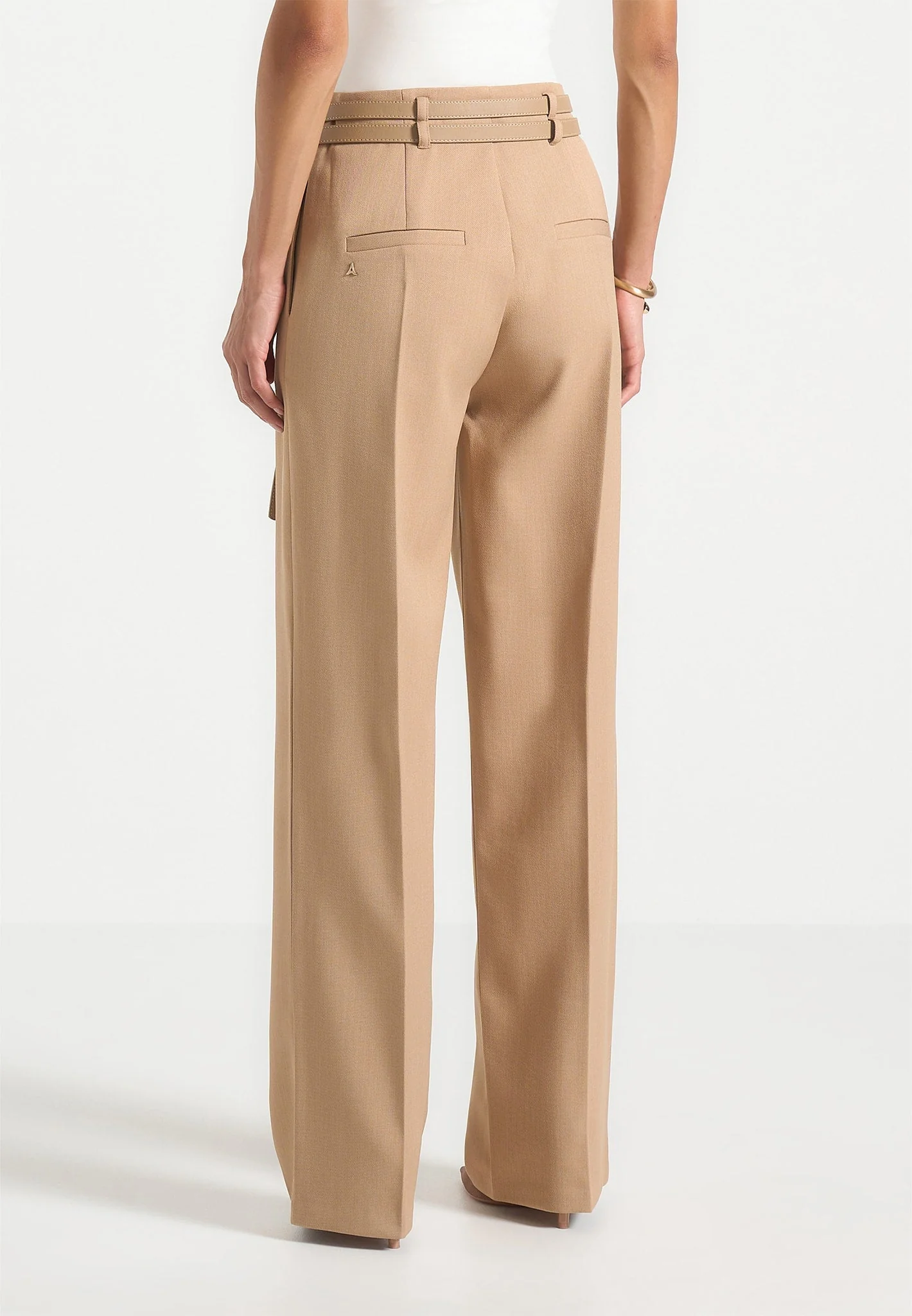 Pascale - Tailored Twin Belt Trousers - Dark Beige - Image 5