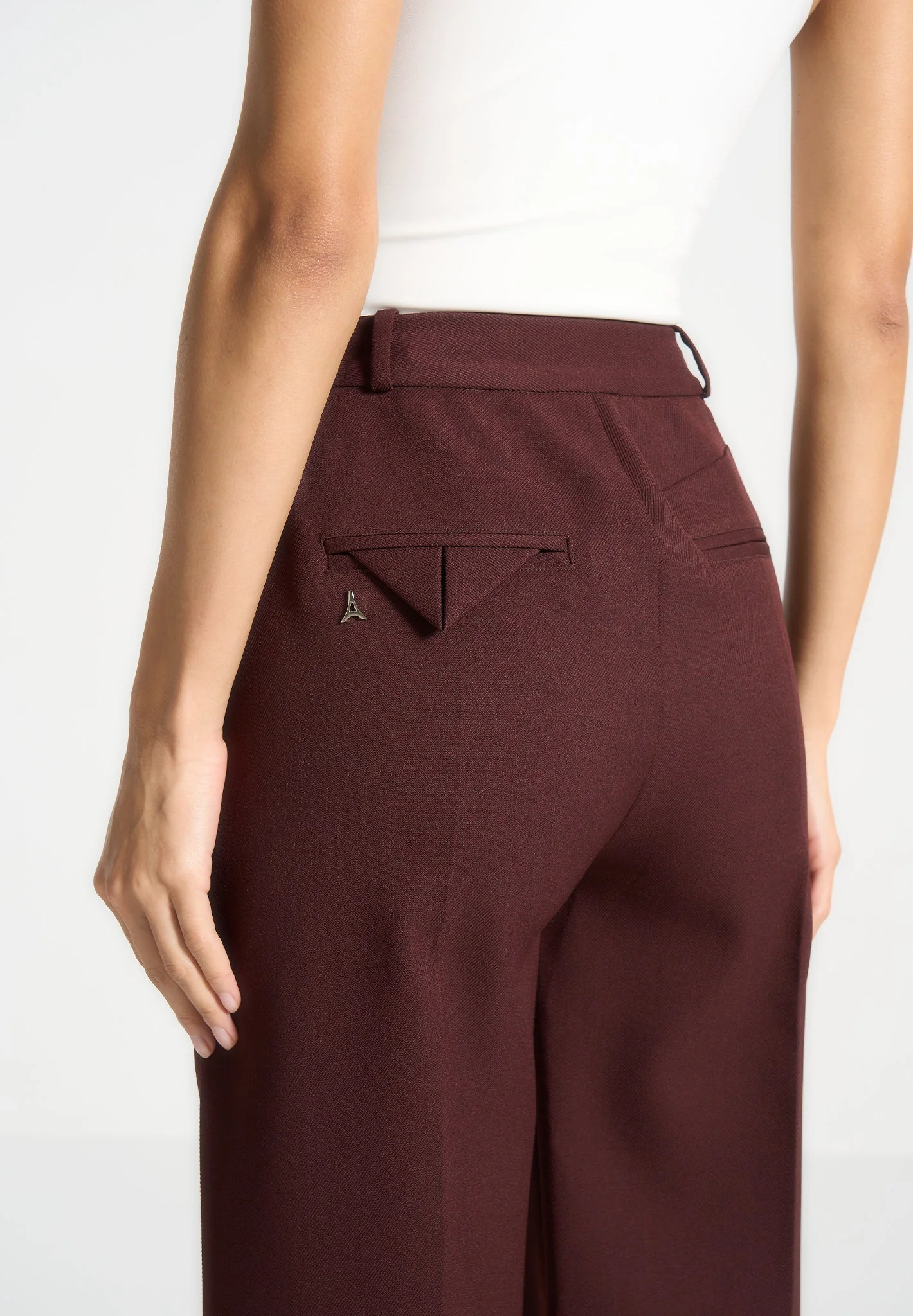 Julie - Tailored Twin Pleat Trousers - Wine Red - Image 4