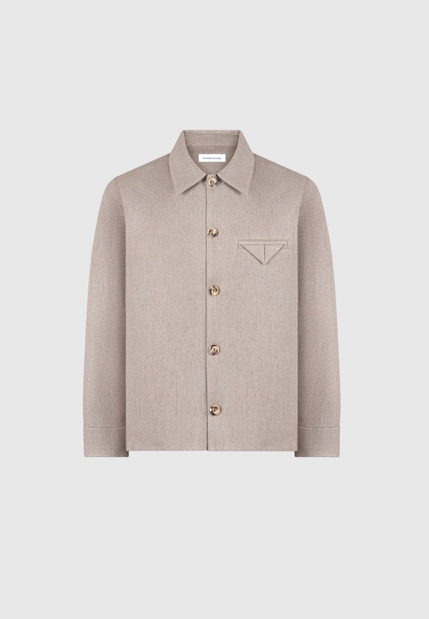 Leo - Textured Tailored Long Sleeve Overshirt - Taupe - Image 3