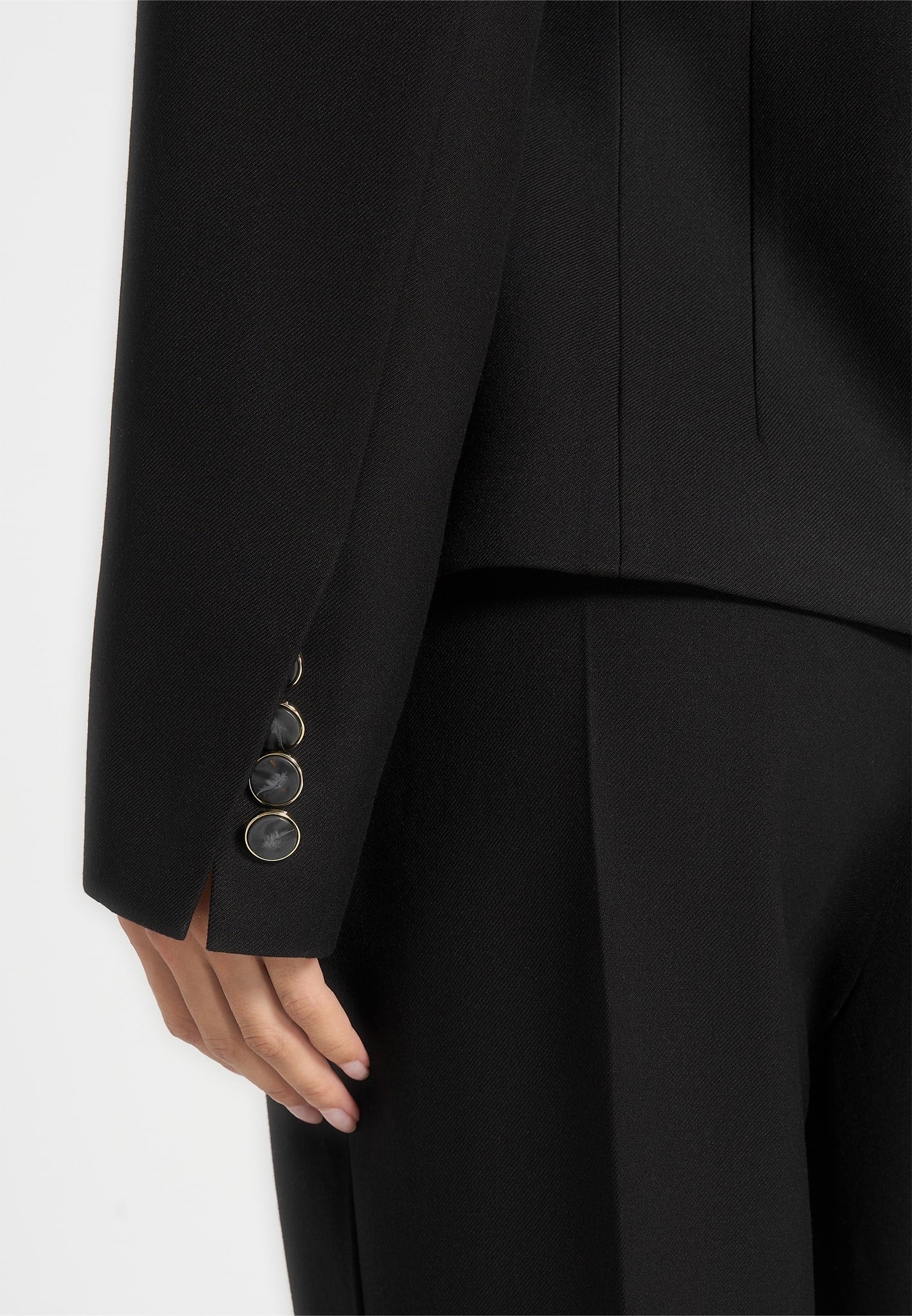 Thalia - Asymmetric Tailored Double Breasted Blazer - Black - Image 4