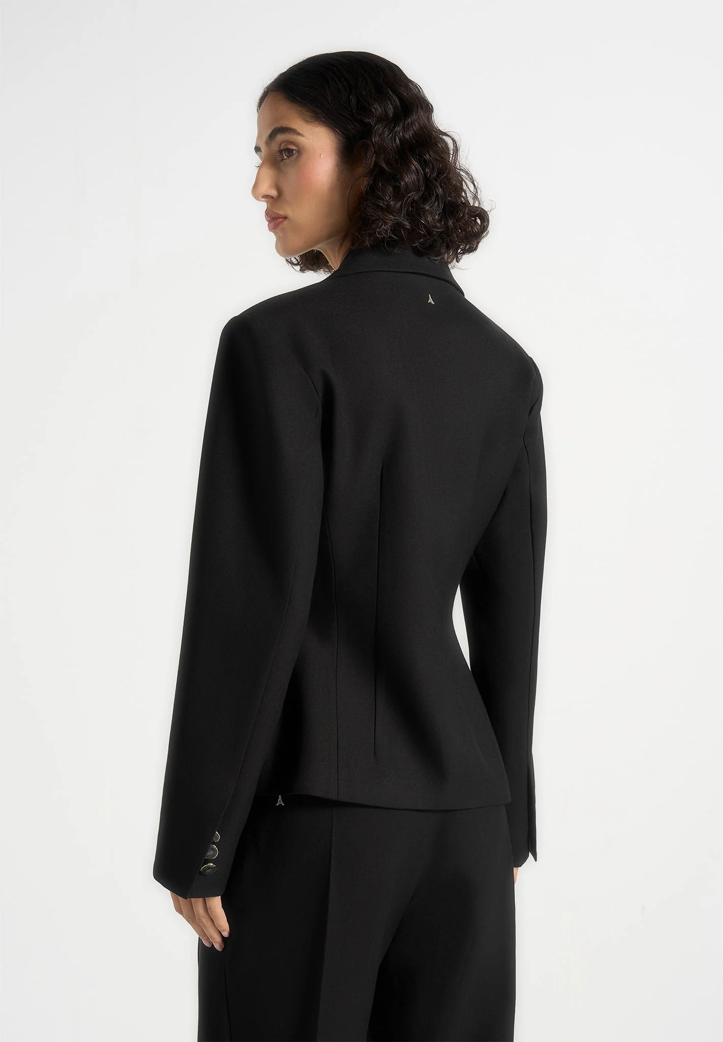 Thalia - Asymmetric Tailored Double Breasted Blazer - Black - Image 5