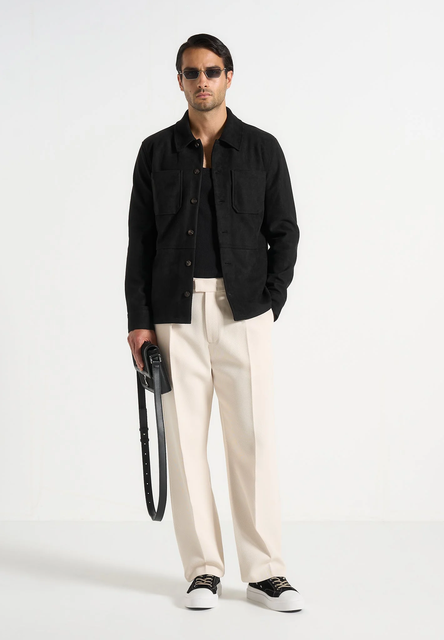 Thomas - Suede Long Sleeve Shirt - Black - Image 2