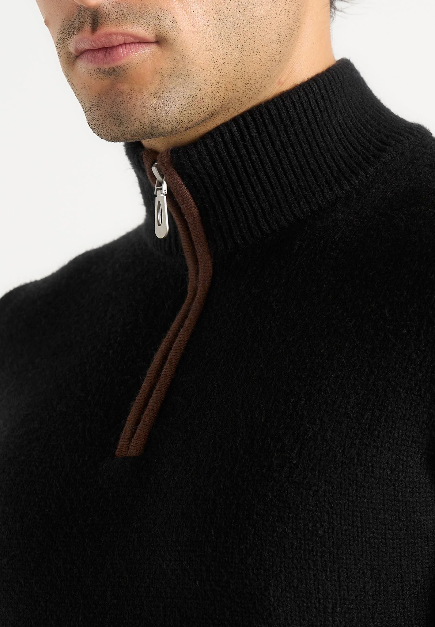 Torin - Quarter Zip Knit Sweater - Black - Image 4
