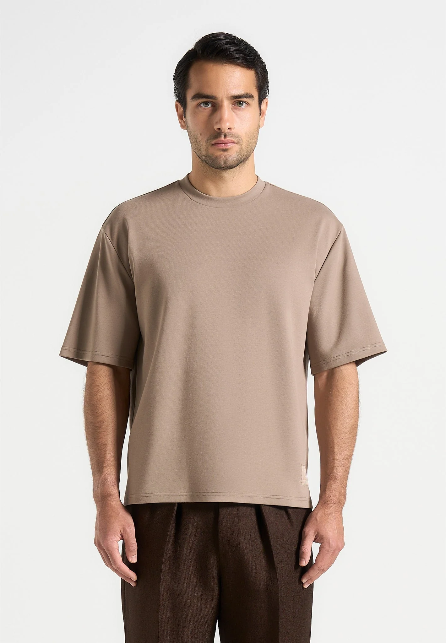 TS007 - Relaxed Fit Cotton T-Shirt - Taupe - Image 5