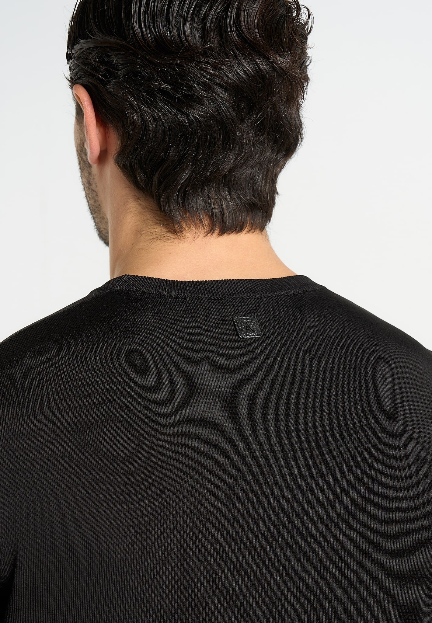 TS010 - Luxe Knitted T-Shirt - Black - Image 3