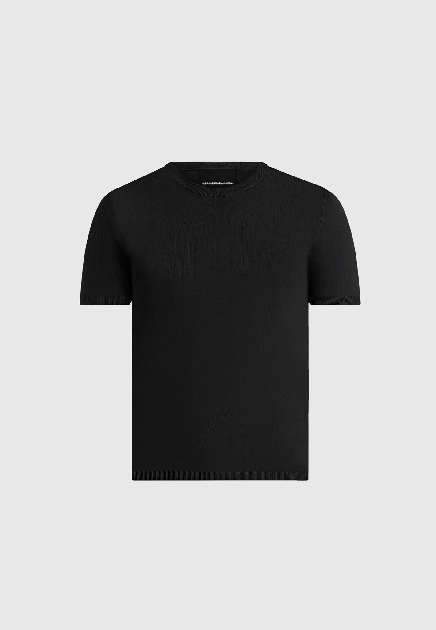 TS010 - Luxe Knitted T-Shirt - Black - Image 5