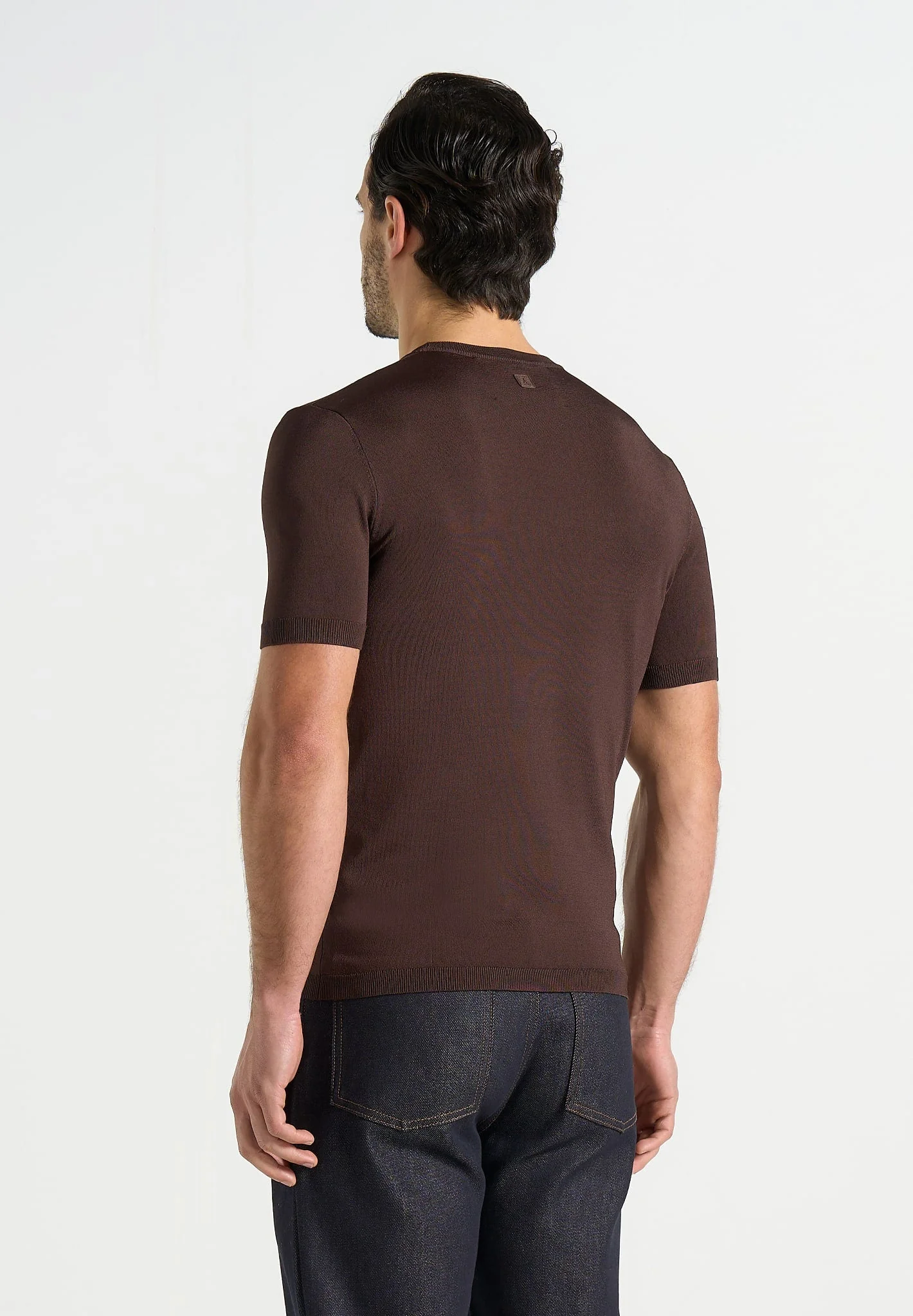 TS010 - Luxe Knitted T-Shirt - Brown - Image 4
