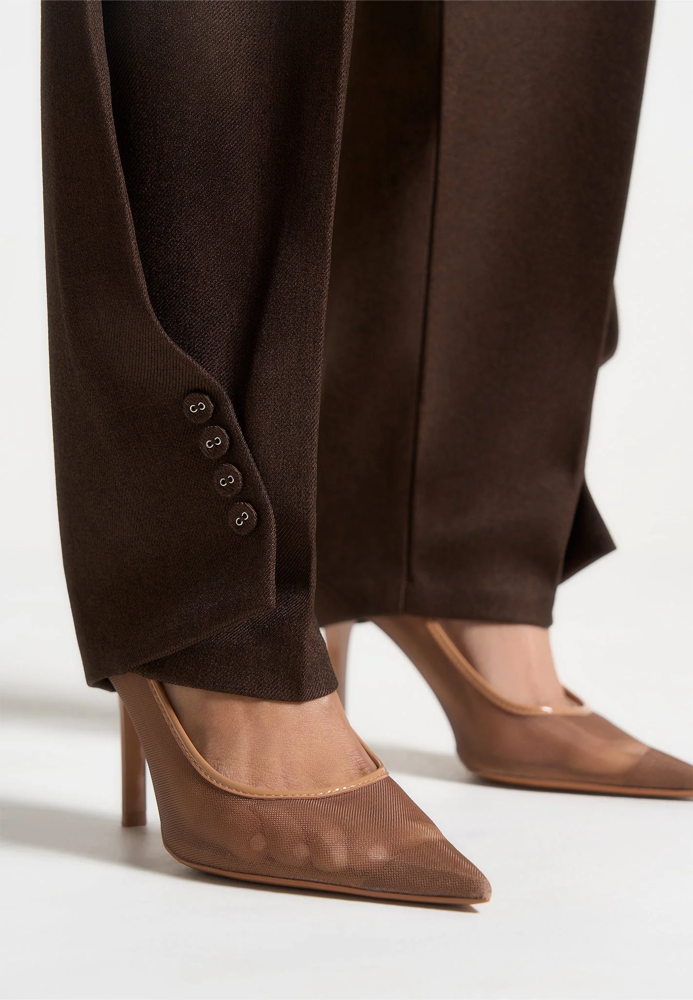 Sophie - Twist Leg Tailored Trousers - Brown - Image 5