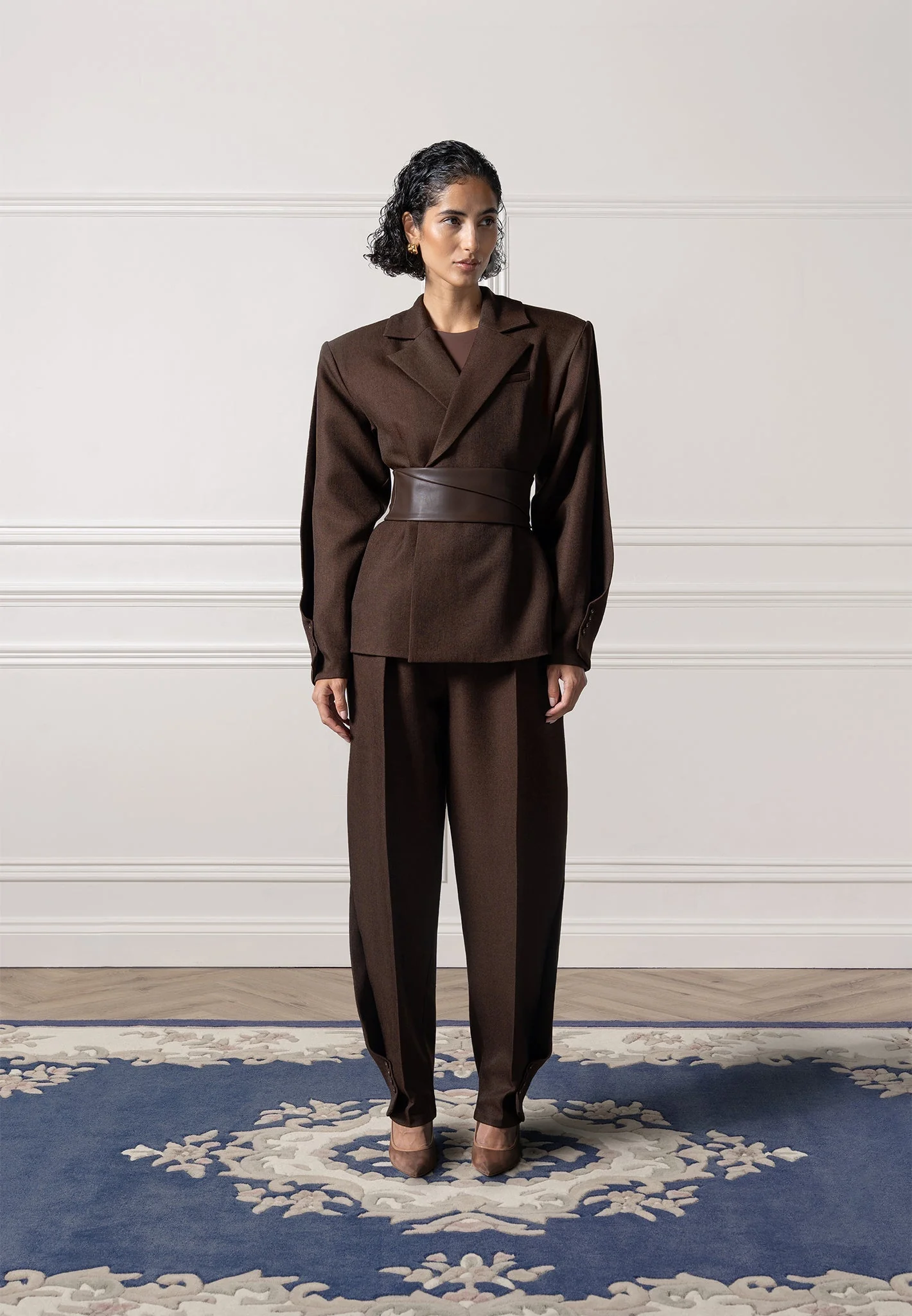 Sophie - Twist Leg Tailored Trousers - Brown - Image 6