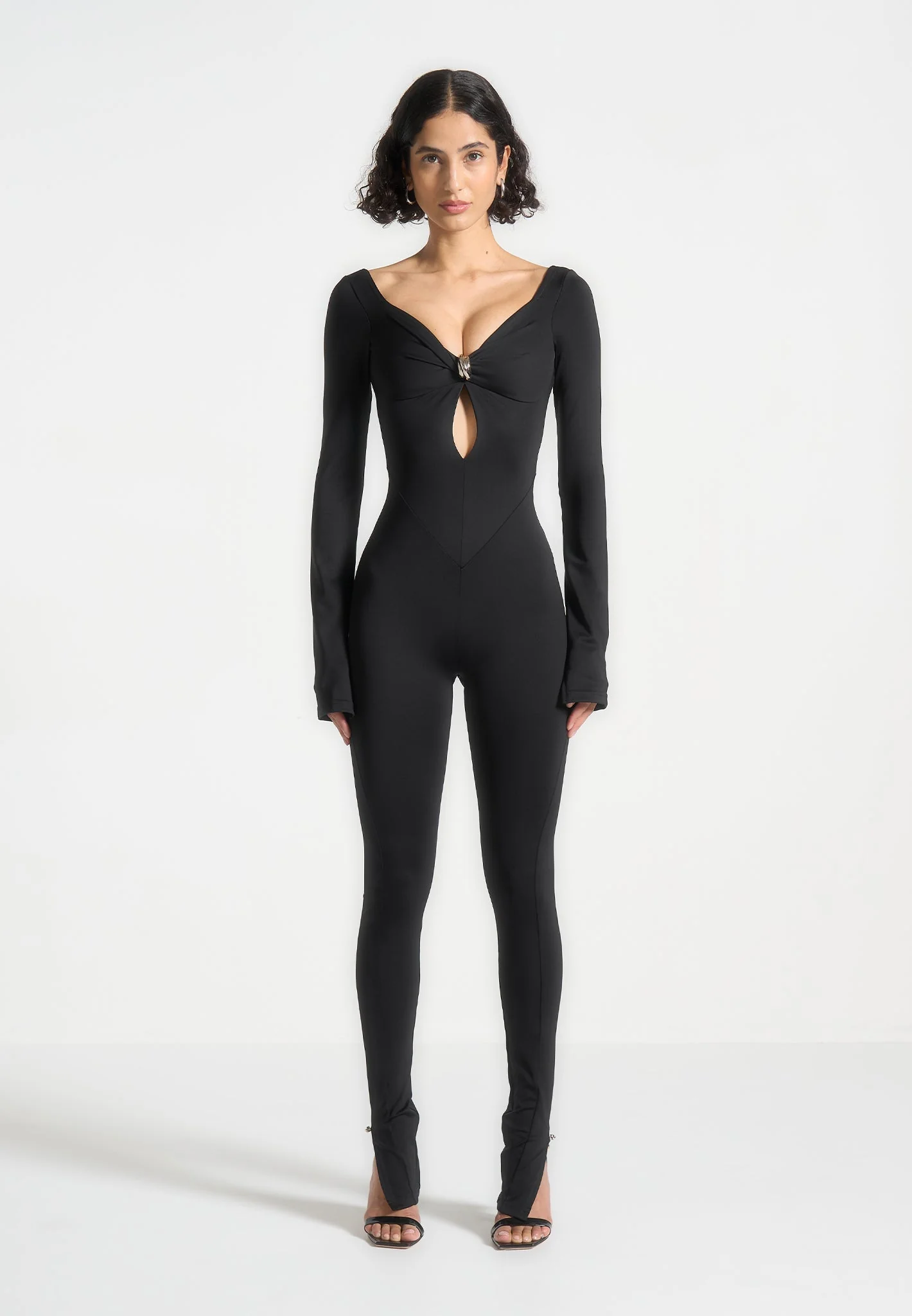 Twisted Bust Off Shoulder Jumpsuit - Black - Image 4