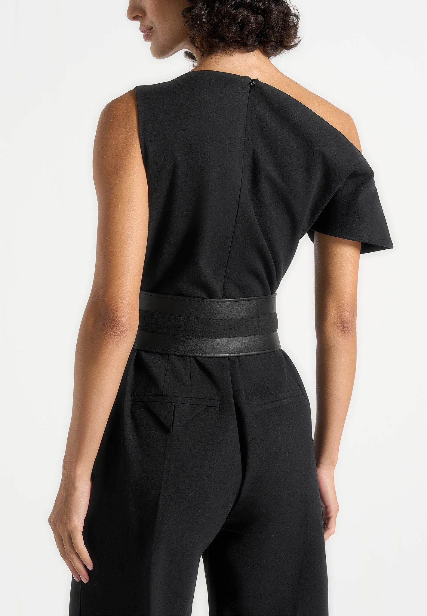 Valerie - Tailored Off Shoulder Jumpsuit With Belt - Black - Image 5