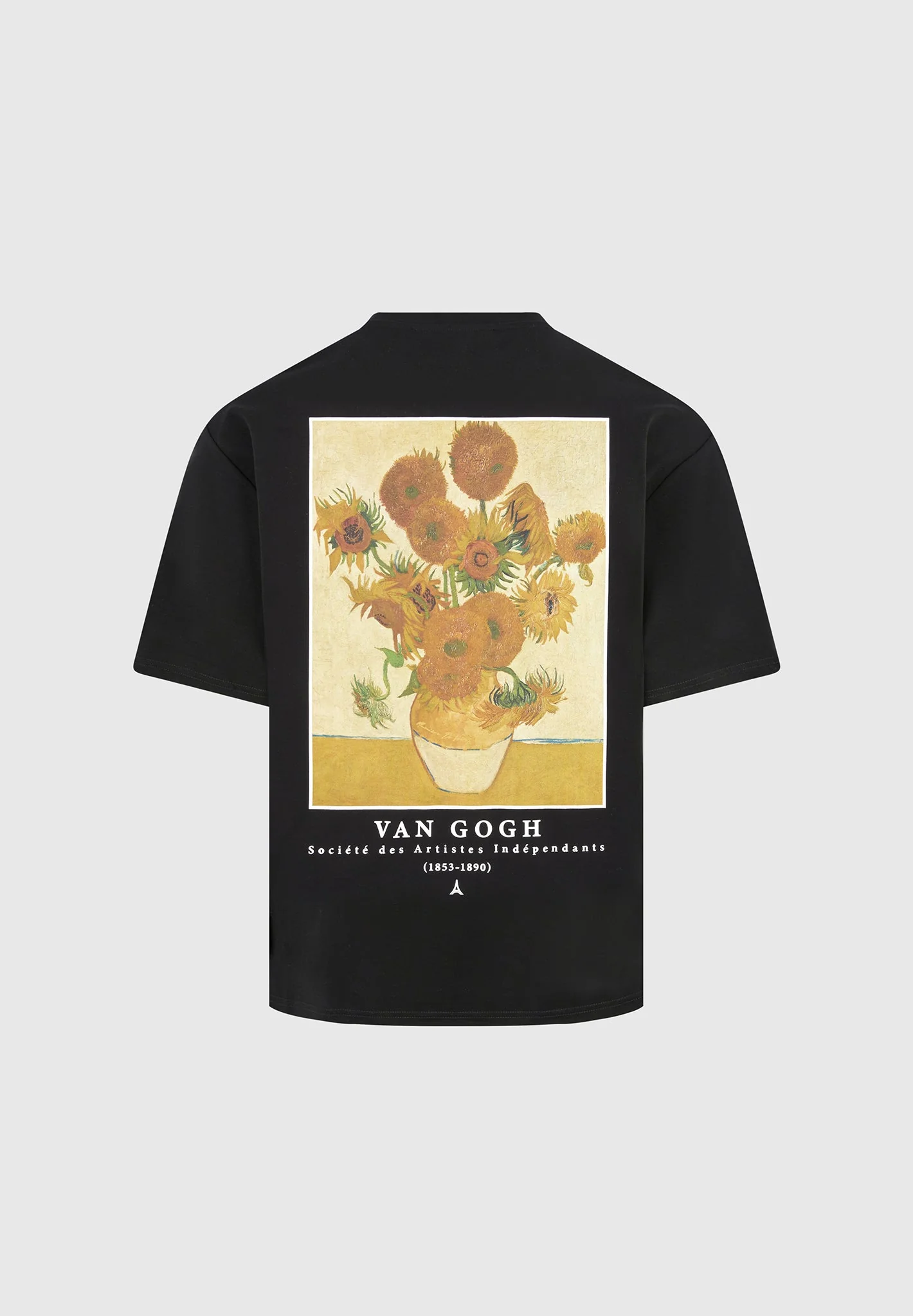 Sunflowers - Van Gogh Cotton T-Shirt - Black - Image 6