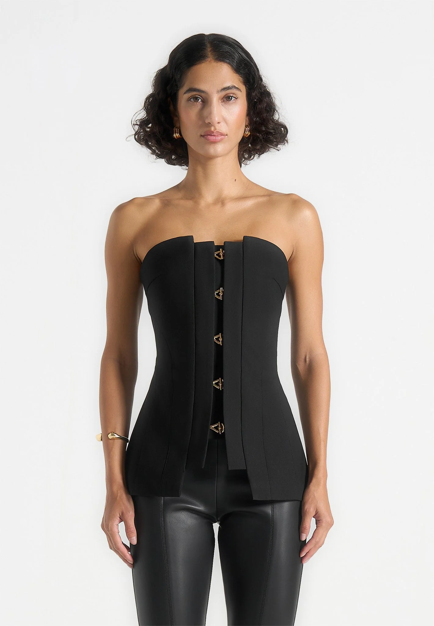 Viviane - Clasp Detail Bandeau Top - Black - Image 3