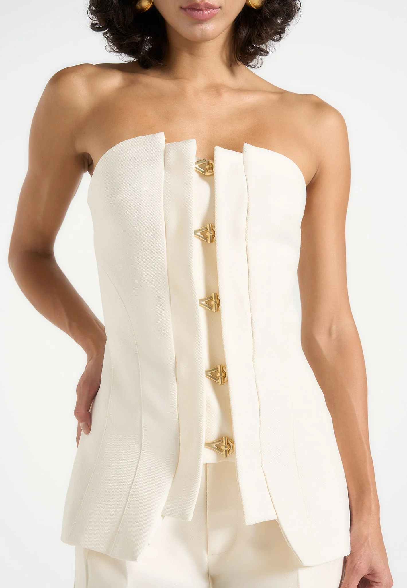 Viviane - Clasp Detail Bandeau Top - Off White - Image 3