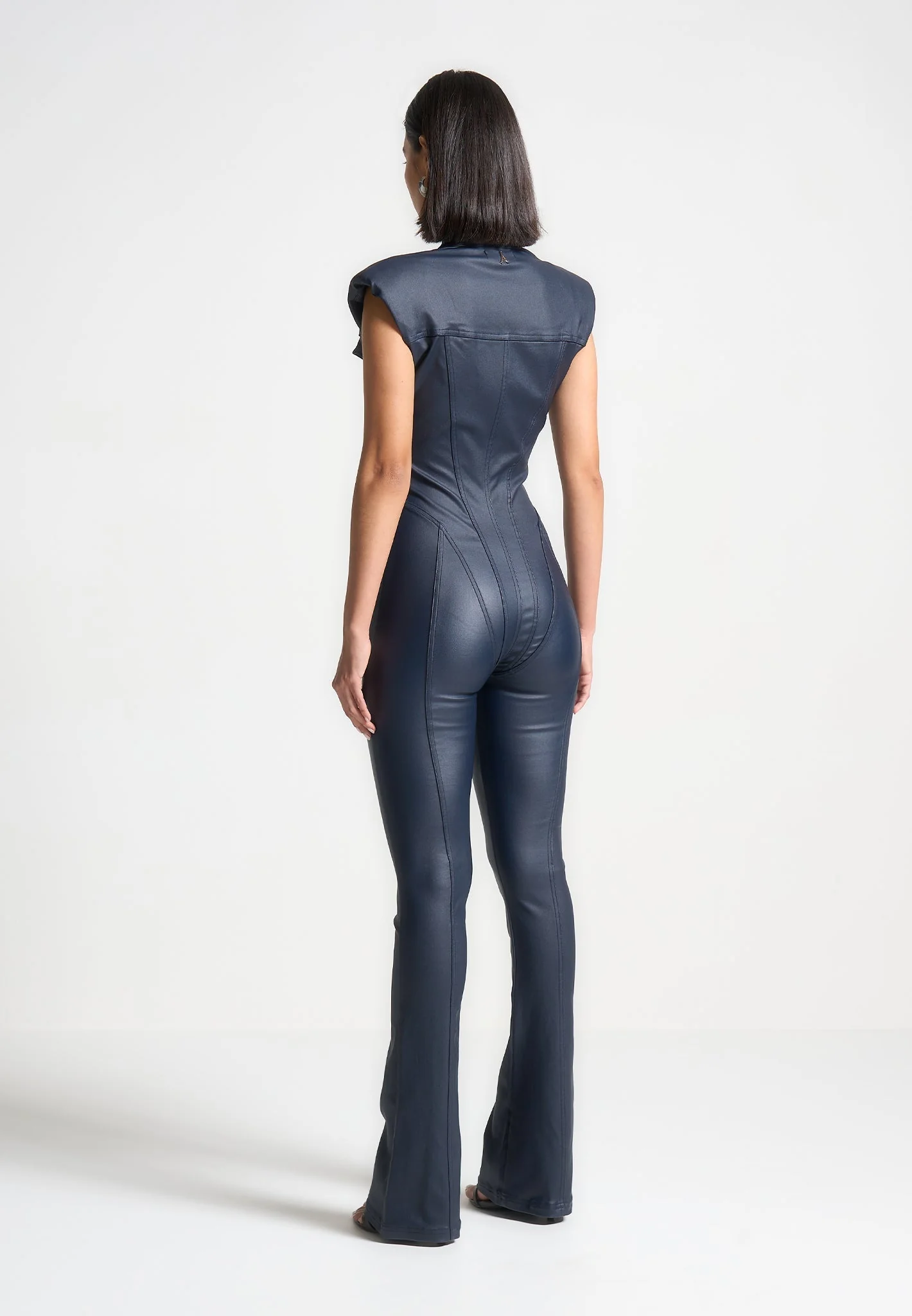 Annette - Wax Coated Denim Jumpsuit - Indigo - Image 5