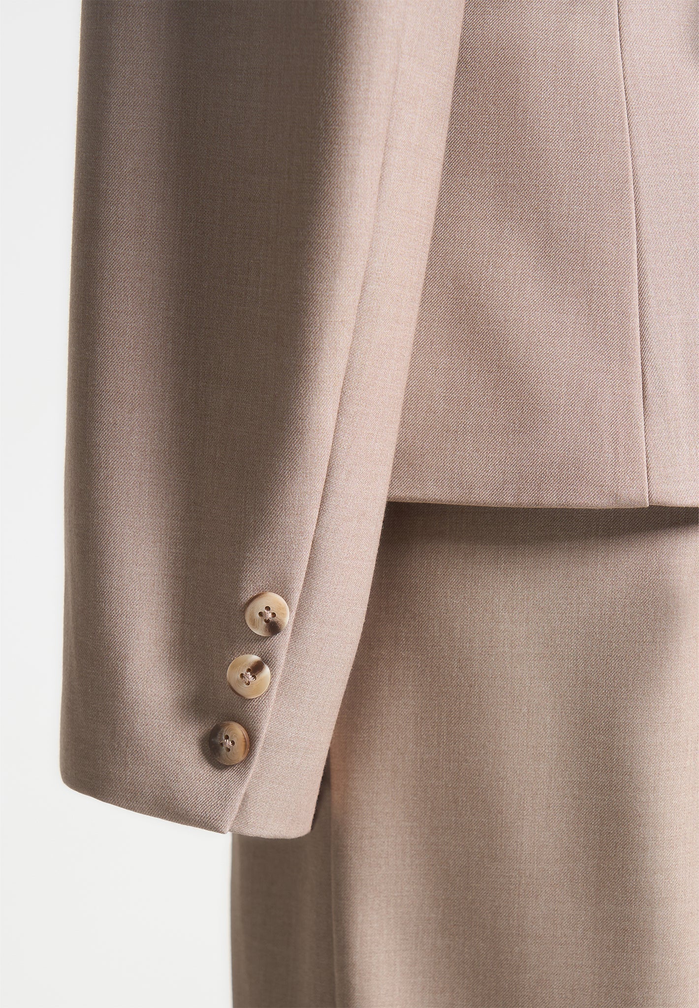 Wide Shoulder Tailored Blazer with Twin Belt - Taupe - Image 7