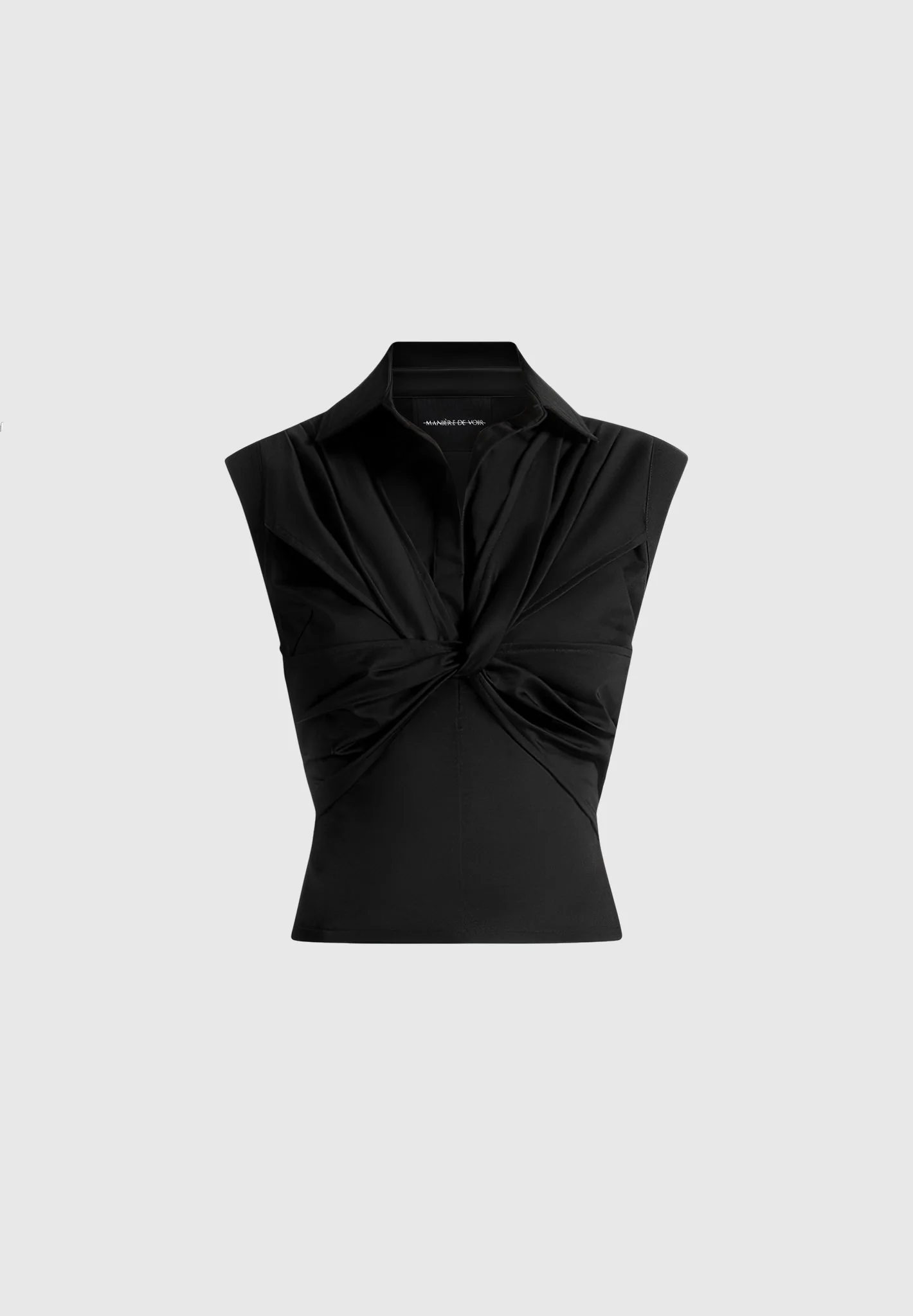 Yvette - Twist Front Sleeveless Shirt - Black - Image 4
