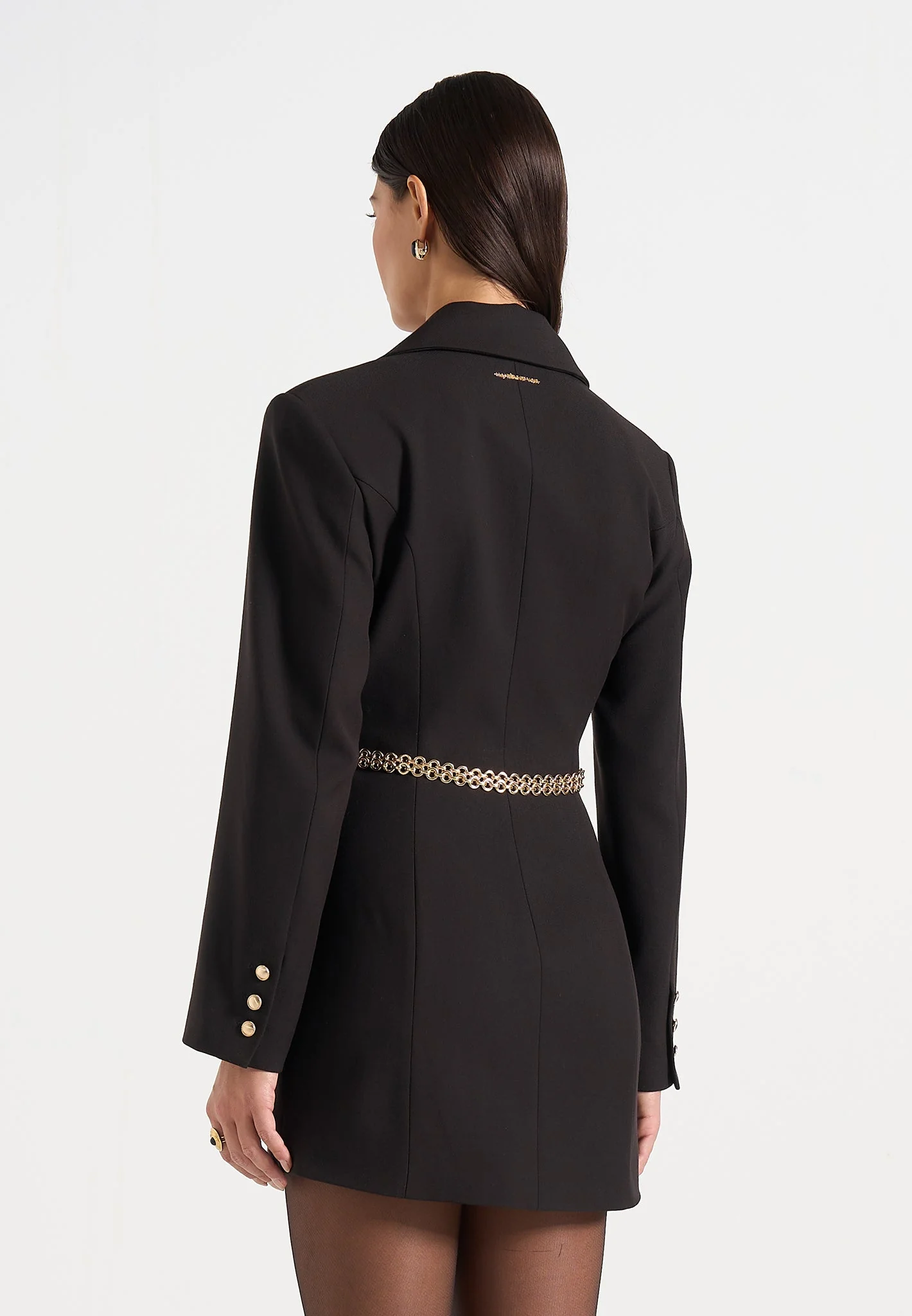Zara - Double Breasted Blazer Dress With Chain - Black - Image 5
