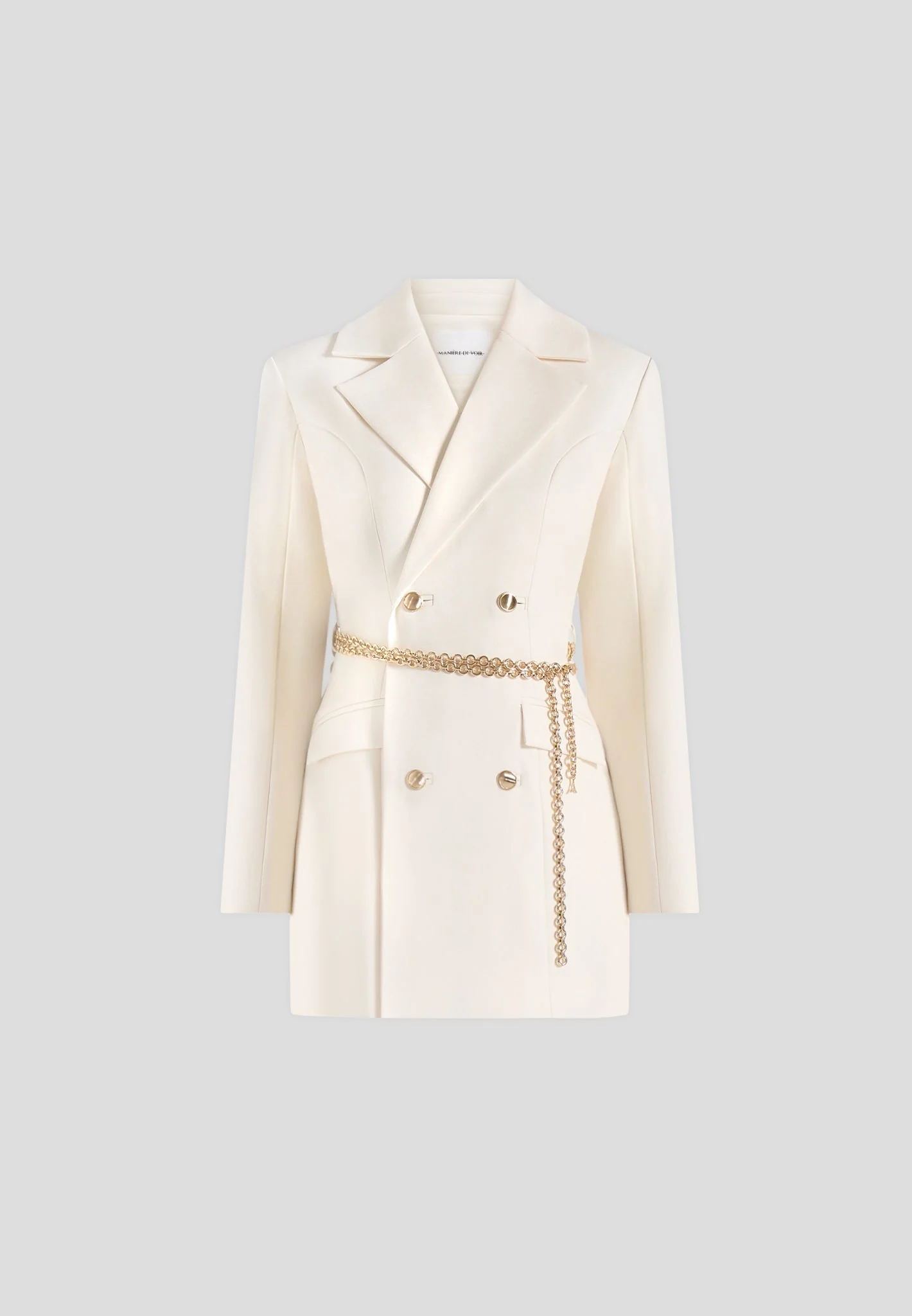 Zara - Double Breasted Blazer Dress With Chain - Off White - Image 6