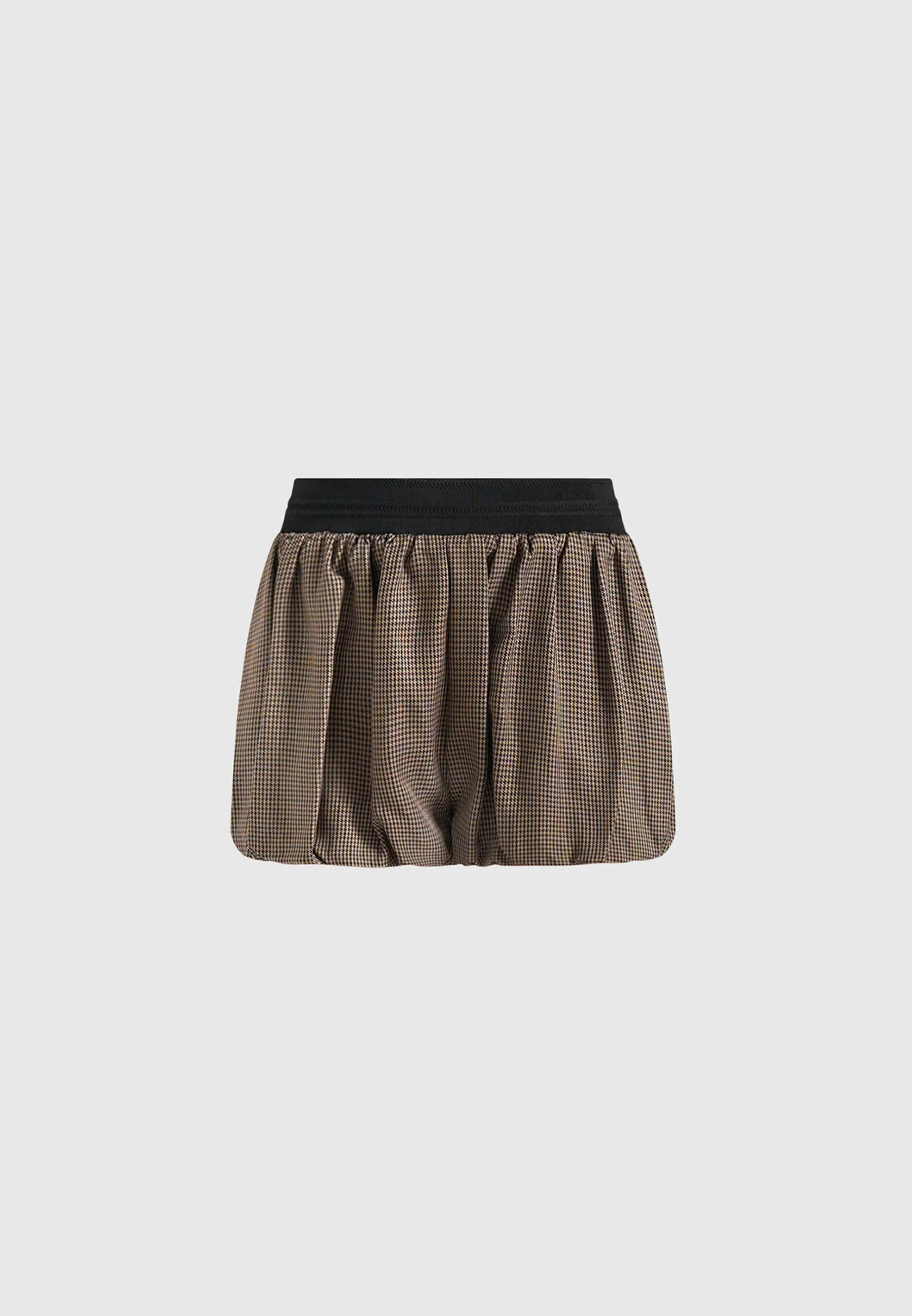 Zoe - Houndstooth Balloon Shorts - Brown - Image 6