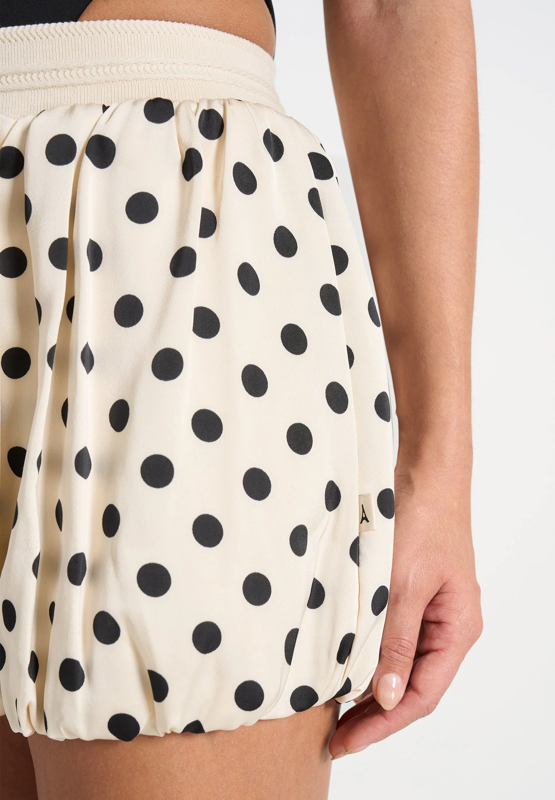 Zoe - Satin Polka Dot Balloon Shorts - White - Image 2